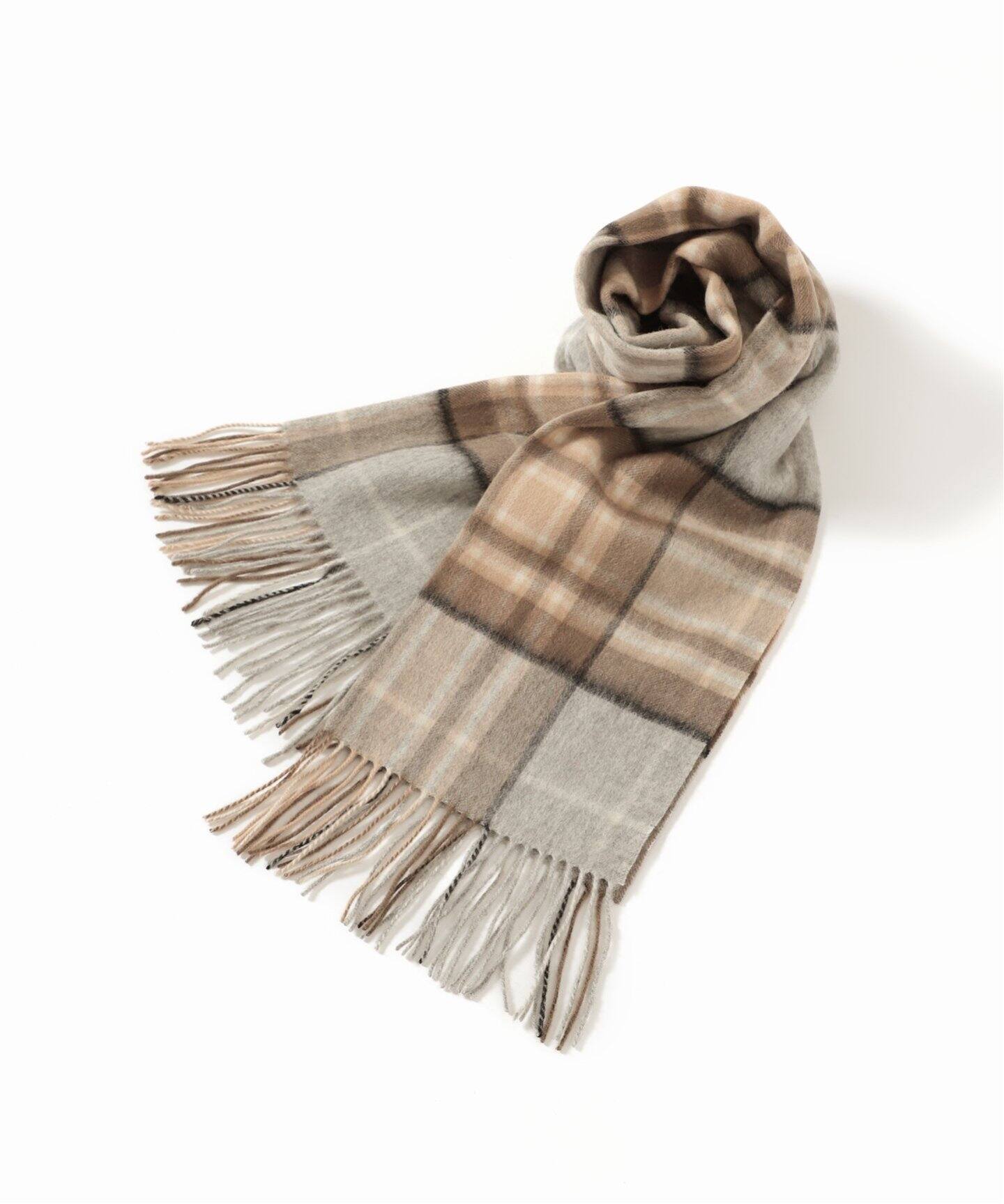 TWEEDMILL / ツイードミル】 LAMBSWOOL チェックマフラー 50cm×190cm ...