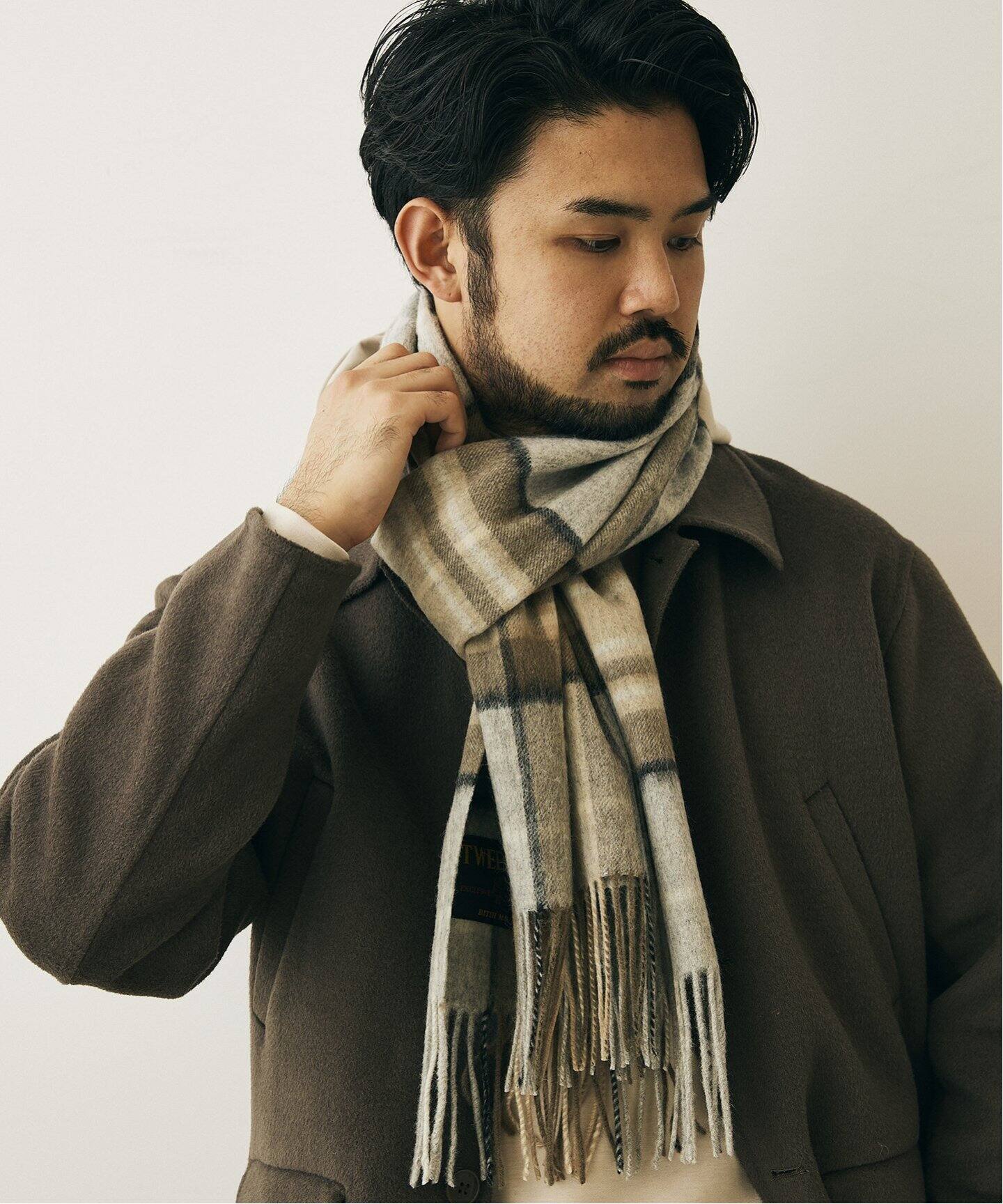 TWEEDMILL / ツイードミル】 LAMBSWOOL チェックマフラー 50cm×190cm ...