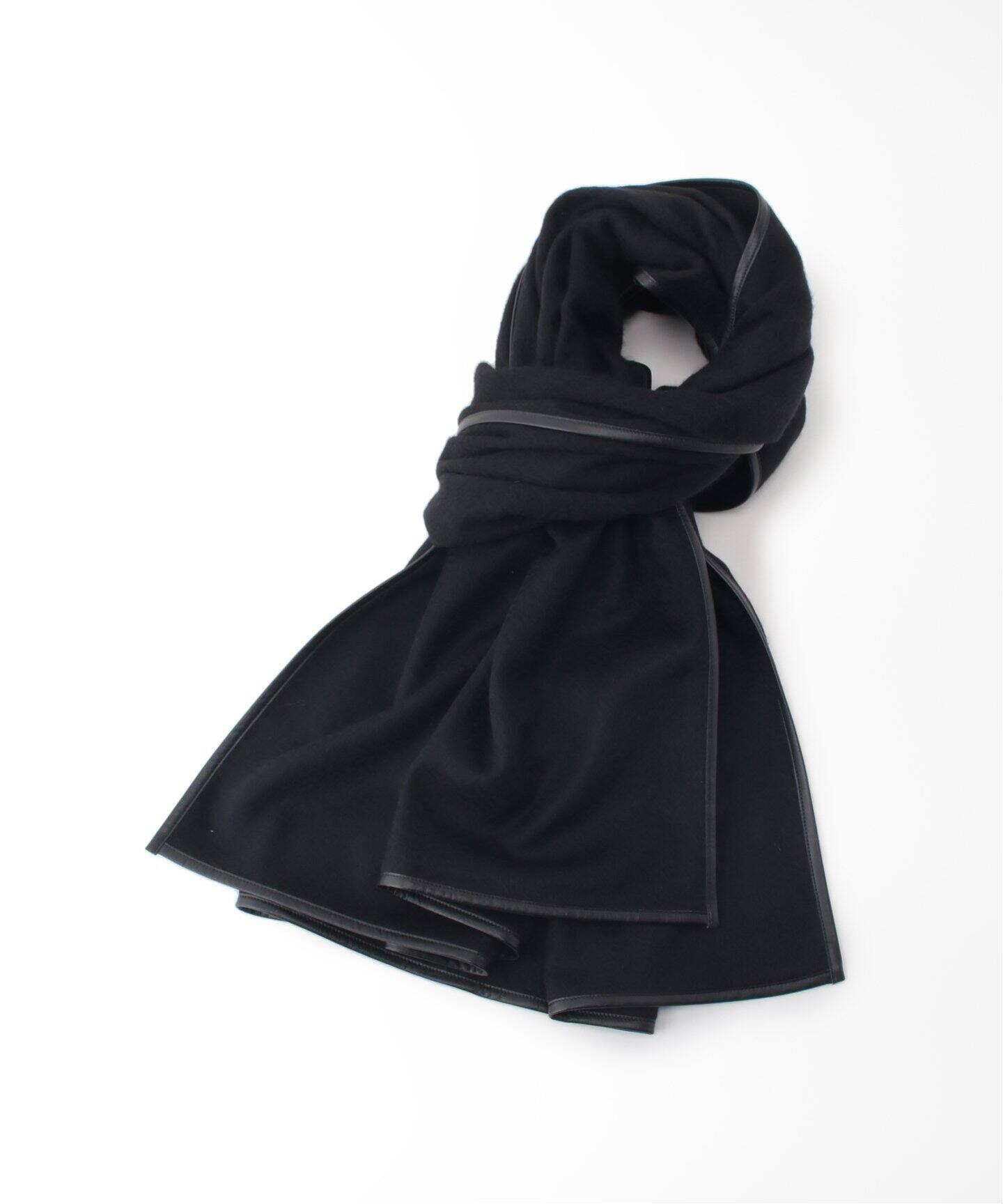 ASAUCE MELER/アソースメレ】レザートリミングカシミアストール  