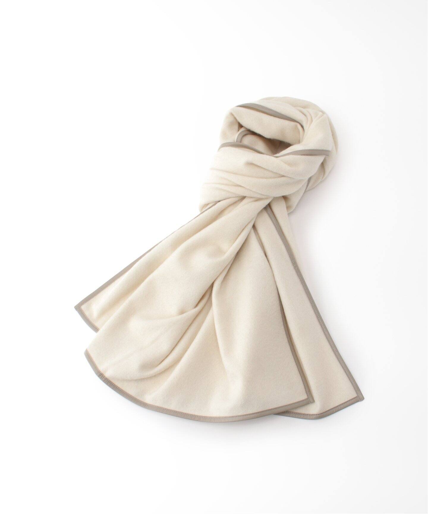 ASAUCE MELER/アソースメレ】レザートリミングカシミアストール  