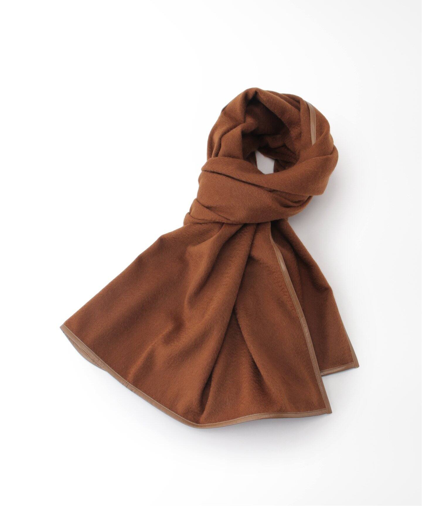 ASAUCE MELER/アソースメレ】レザートリミングカシミアストール  