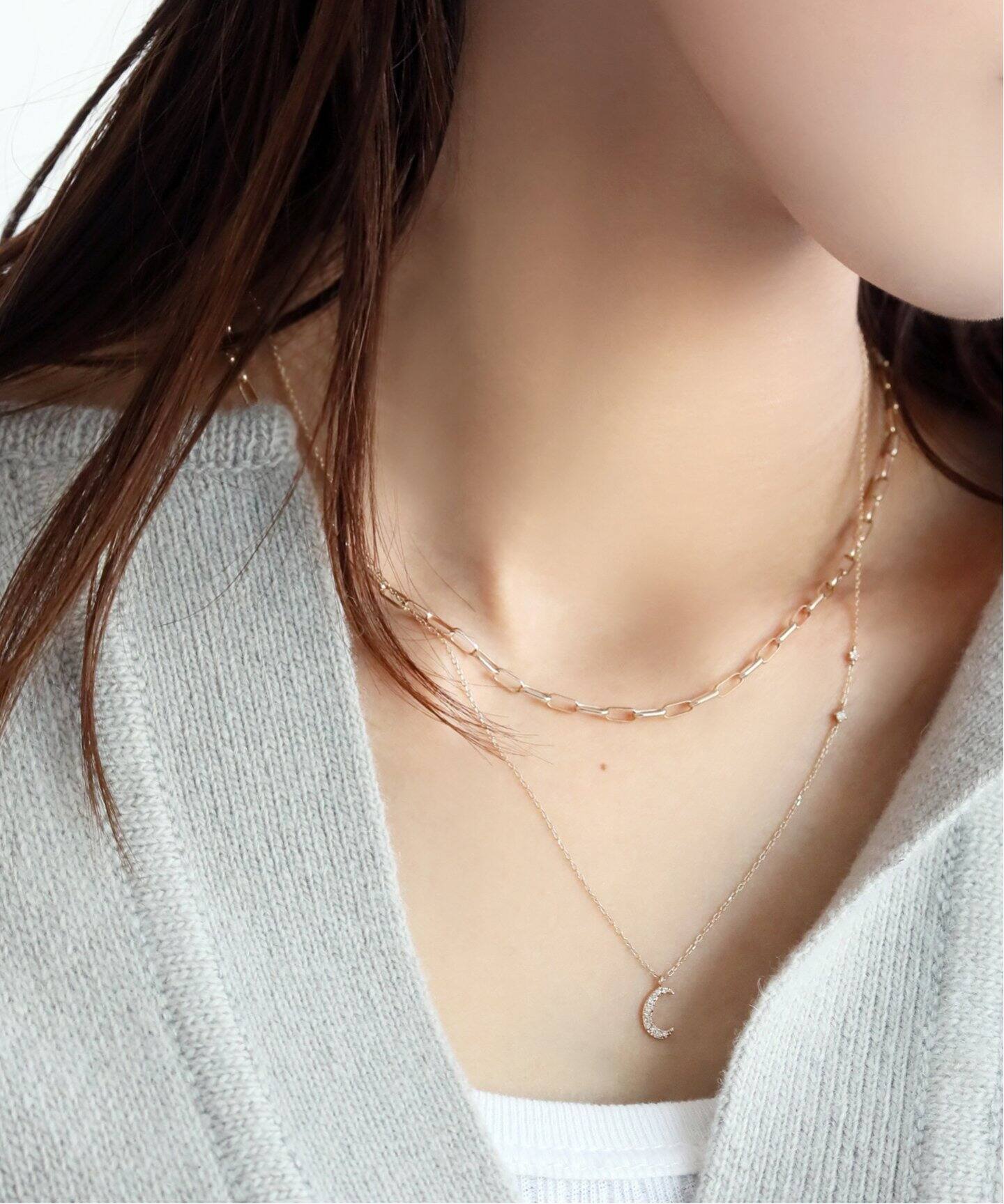 ムーンパヴェダイヤ45cmネックレス K10（ネックレス）｜Lilas（リラ 