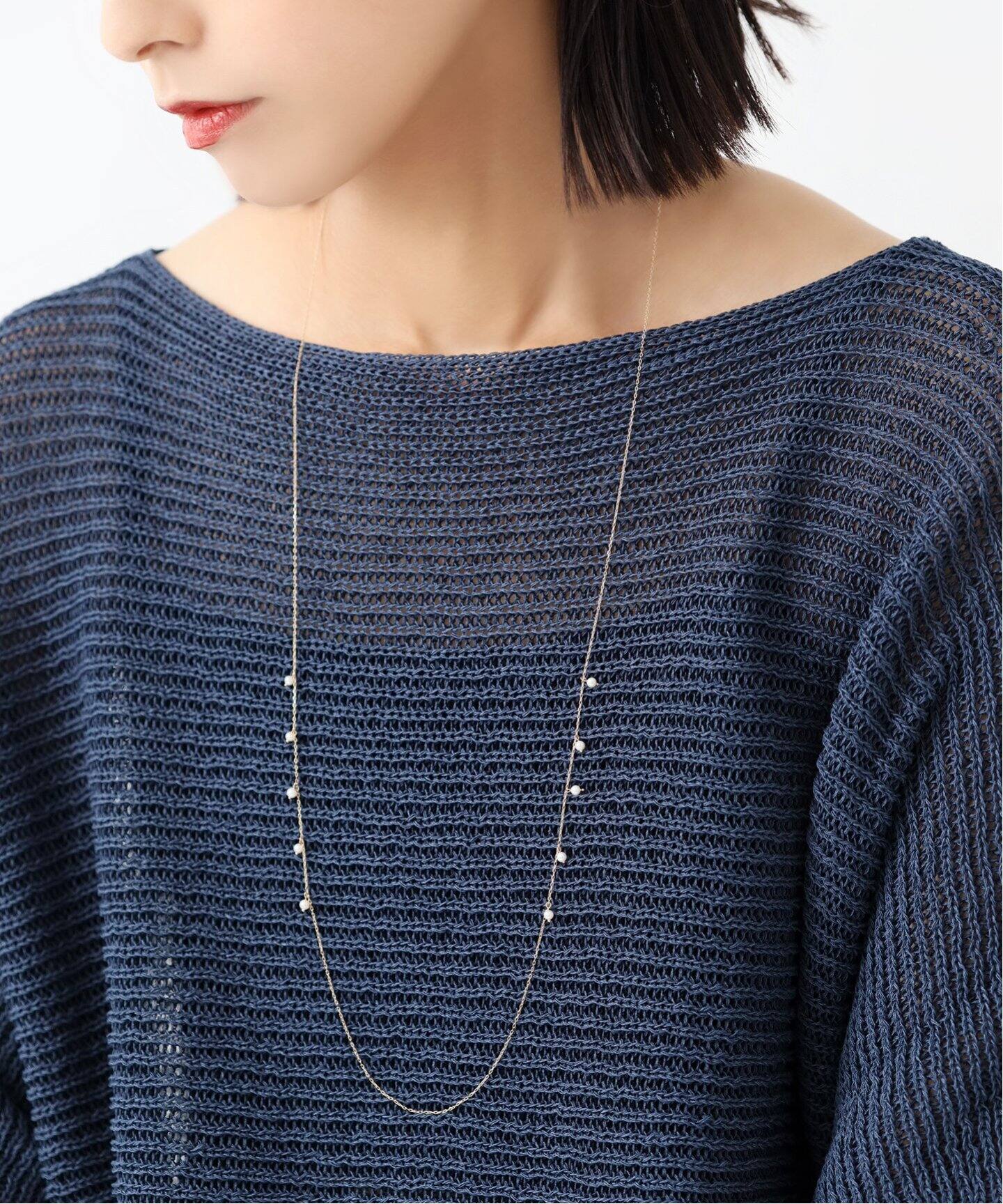 サイドポイントパール80cmネックレス K10（ネックレス）｜Lilas（リラ 