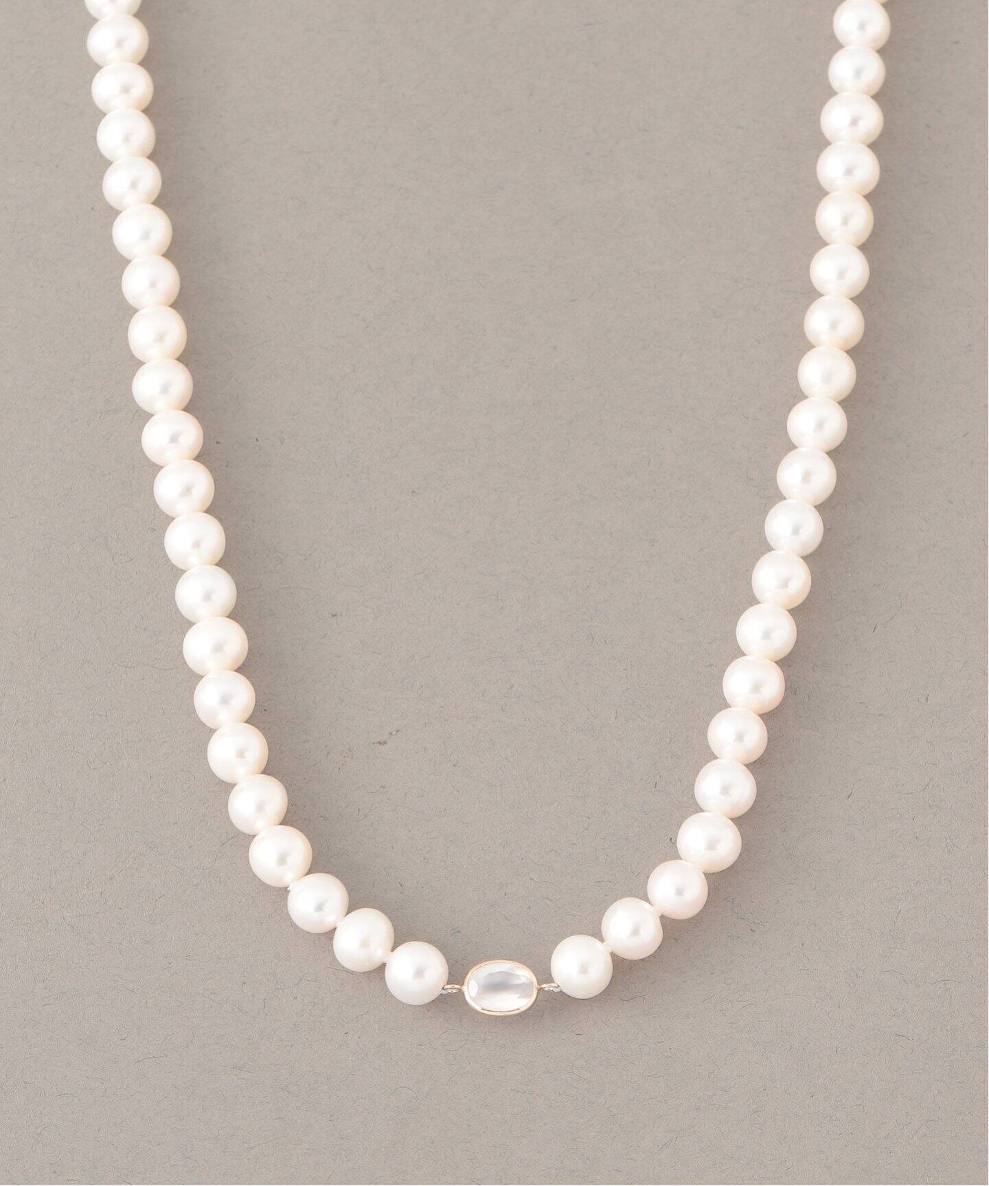 ムーンストーンモチーフ*パール40cmネックレス K10（ネックレス 