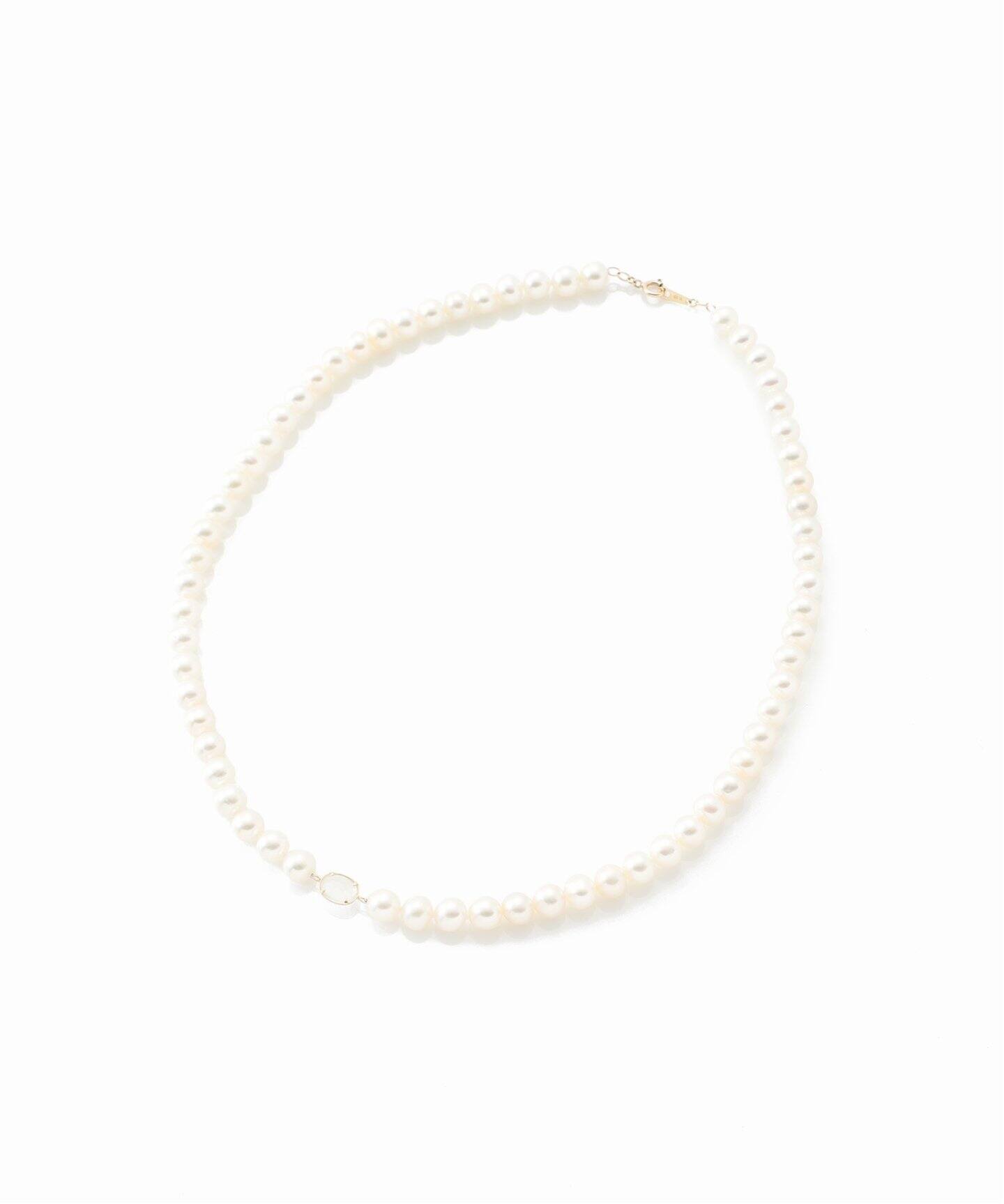 ムーンストーンモチーフ*パール40cmネックレス K10（ネックレス 