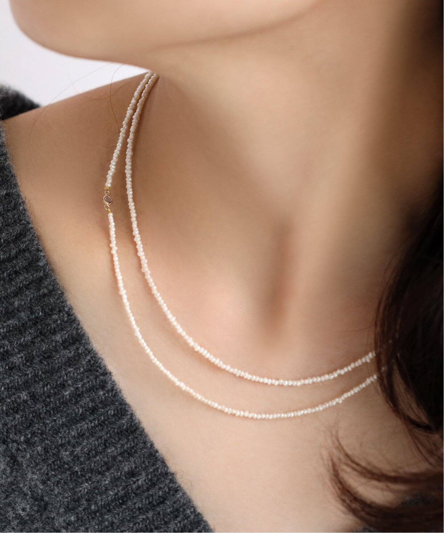 アイオライトモチーフ*シードパール80cmネックレス K10（ネックレス 