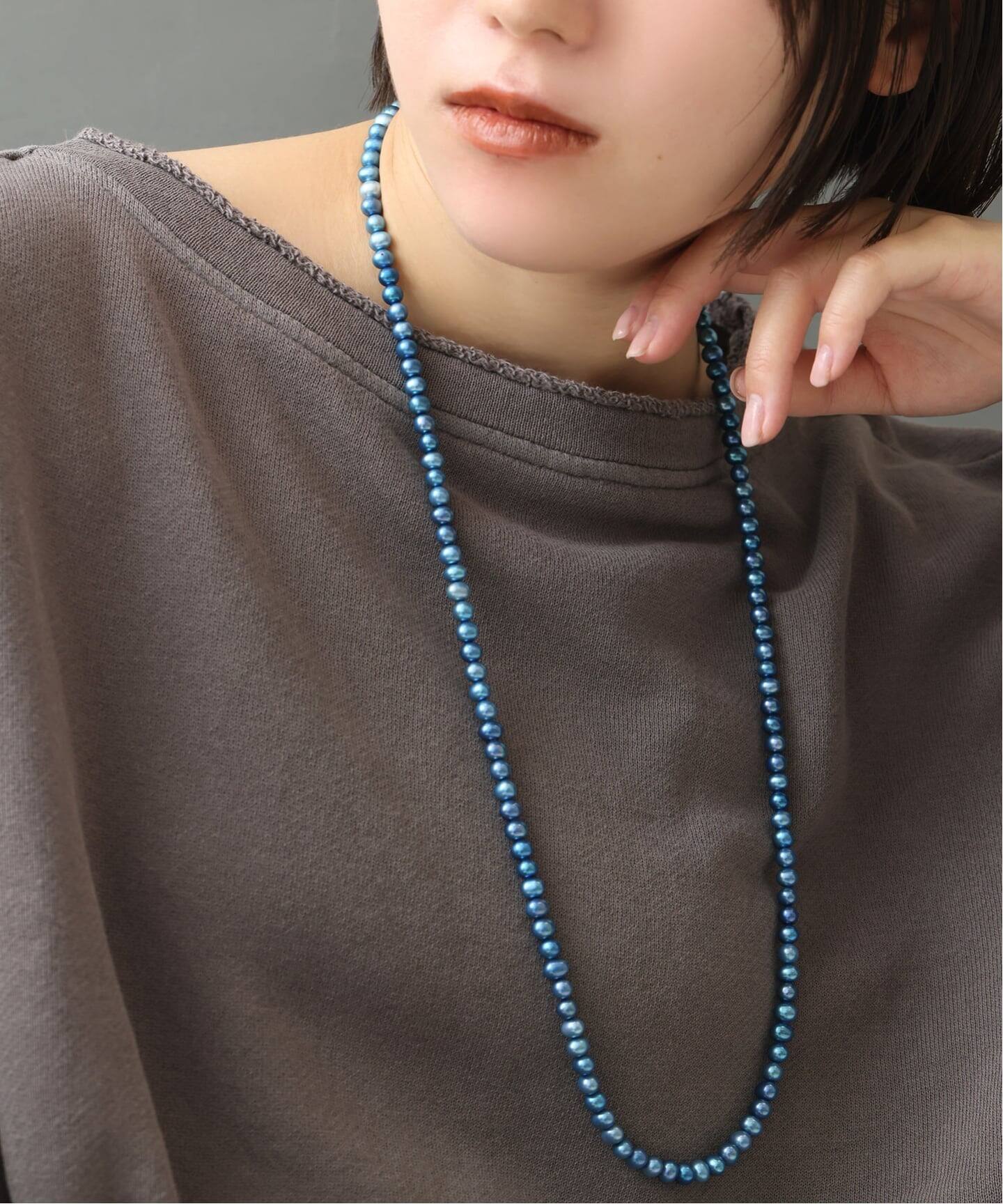 追加予約》インディゴパール80cmネックレス K10（ネックレス）｜Lilas 