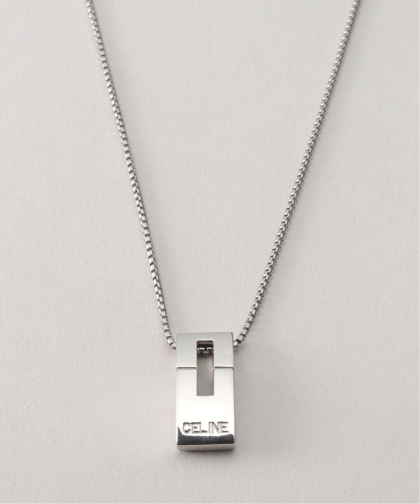 VINTAGE CELINE/セリーヌ】 PT・Logo Plate Necklace（ネックレス 