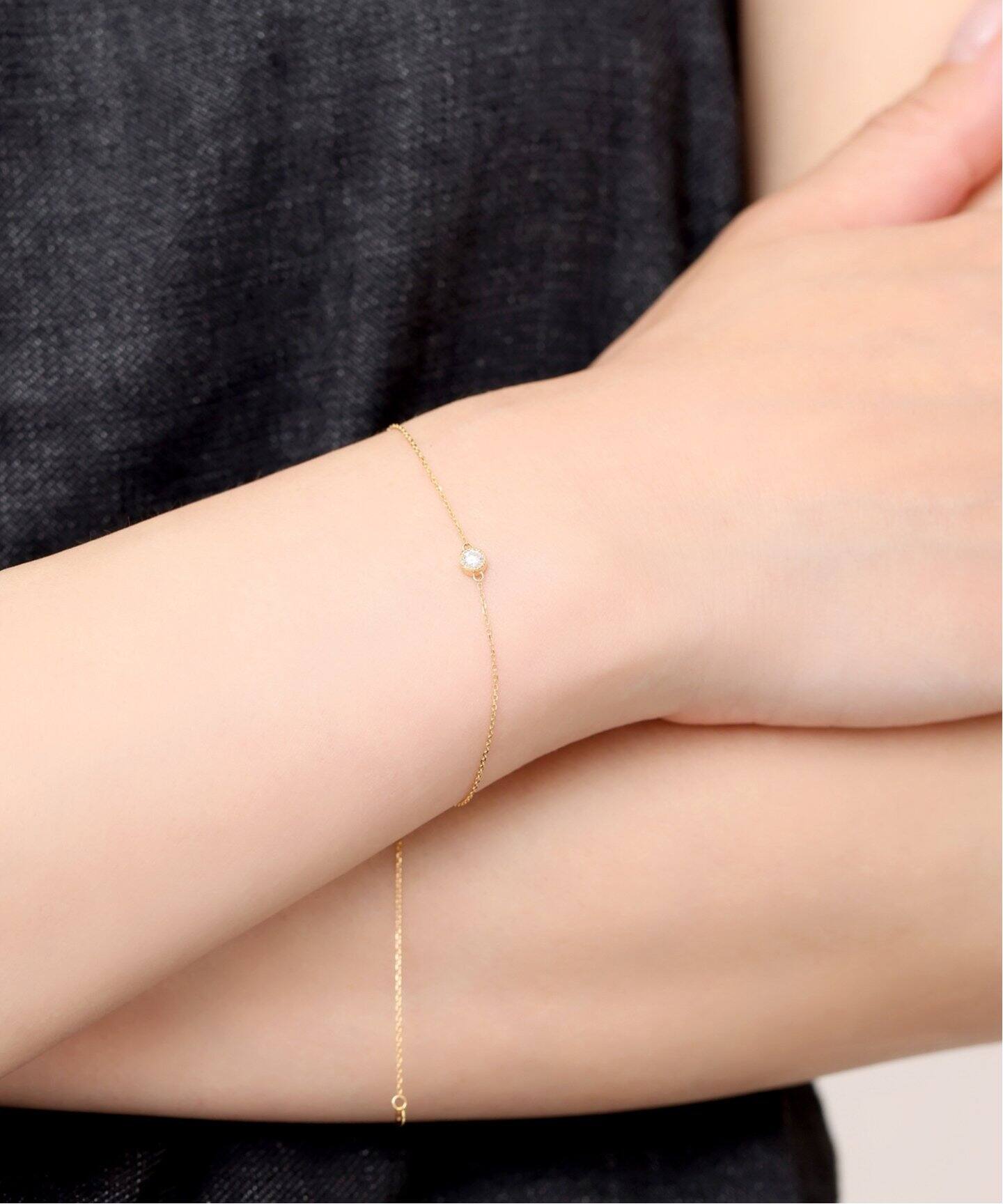 クラシック1粒0.1ctダイヤブレスレット K18（ブレスレット・バングル  