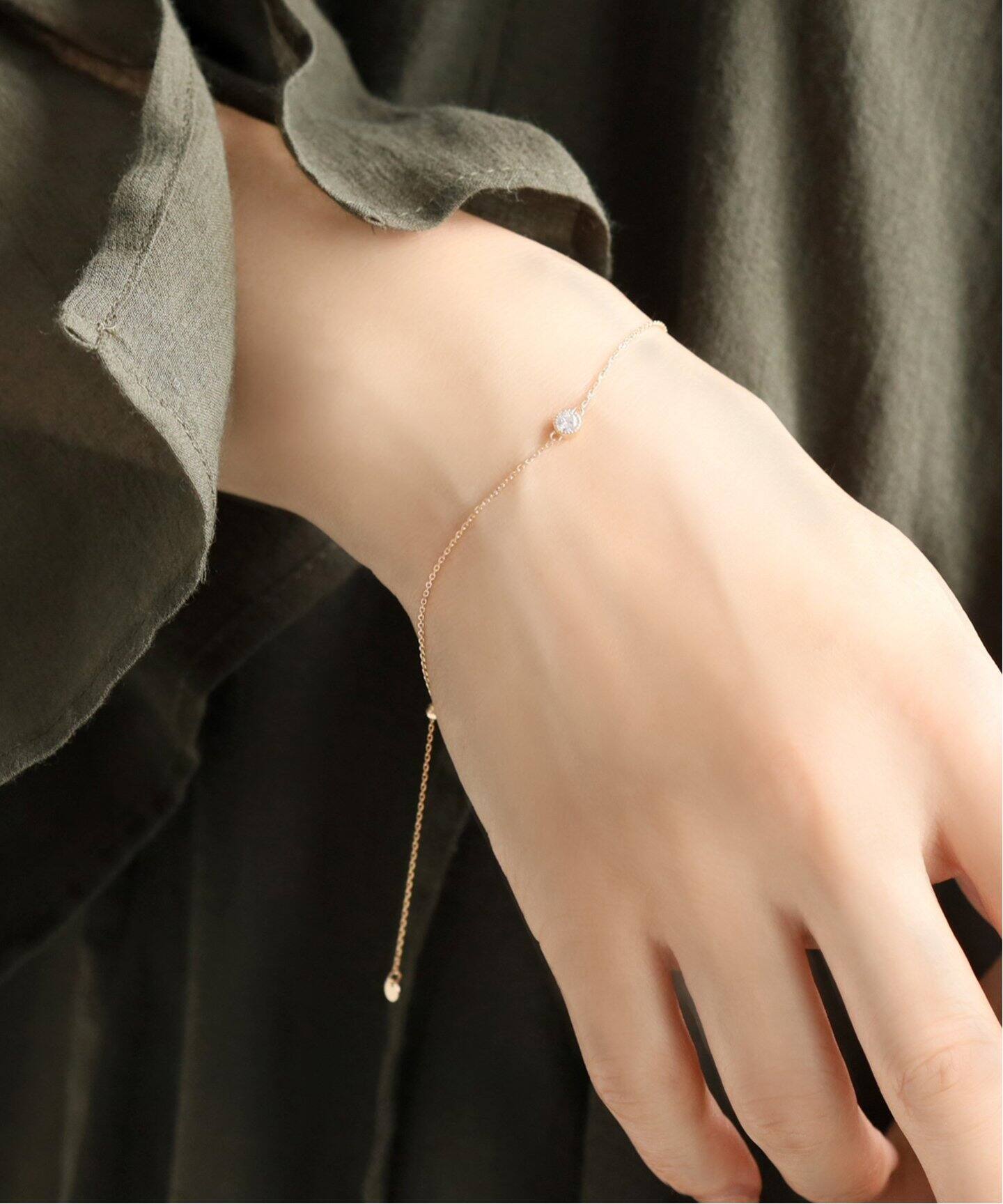 クラシック1粒0.1ctダイヤブレスレット K18（ブレスレット・バングル  