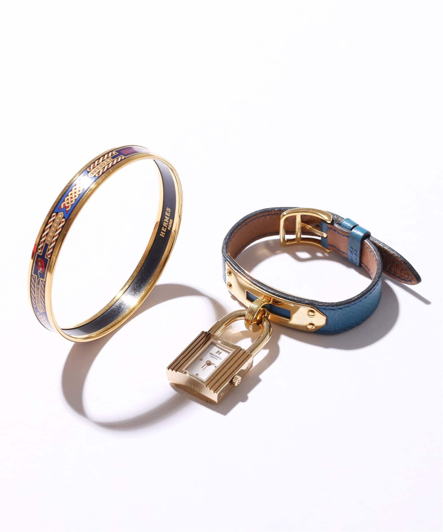 HERMES エルメス ケリーバングル ゴールド×BLUE ブレスレット 【公式通販】