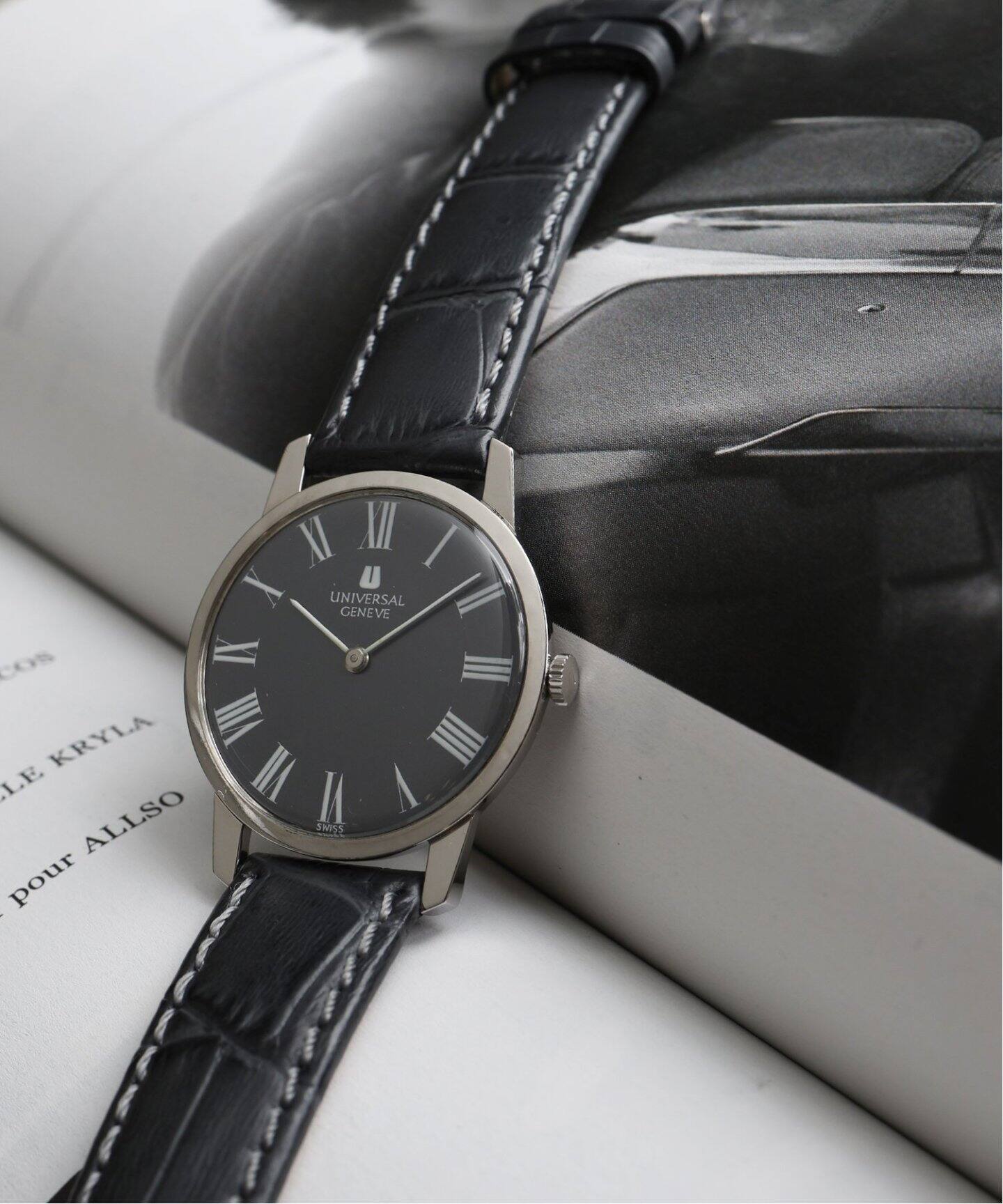 UNIVERSAL GENEVE】スーパースリム グレーダイヤル 手巻き式【ウォッチ 