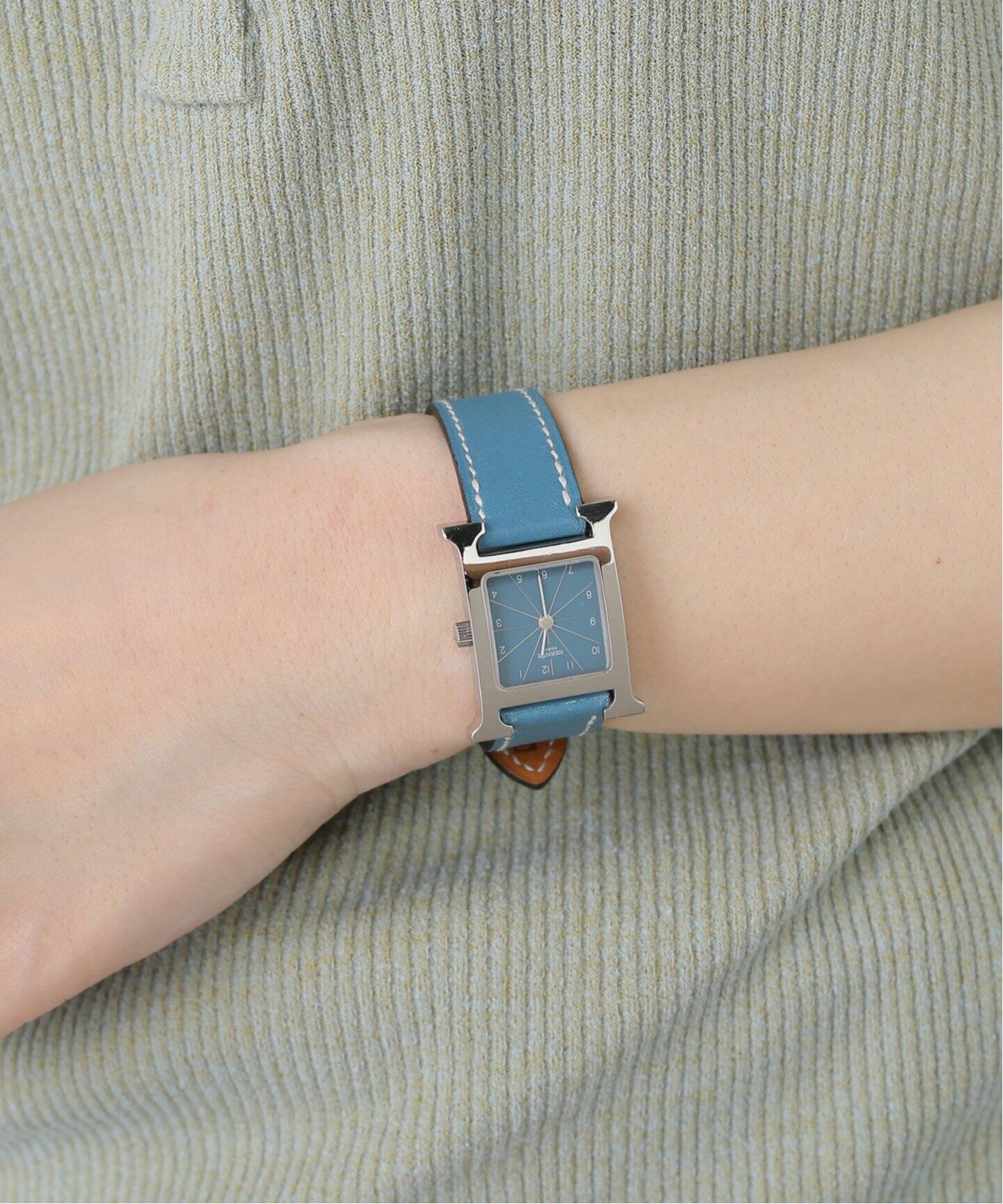 エルメス　エイチウォッチ　ブルー エルメス(HERMES) Hウォッチ HH1.210 E刻 腕時計 箱付き ブルー