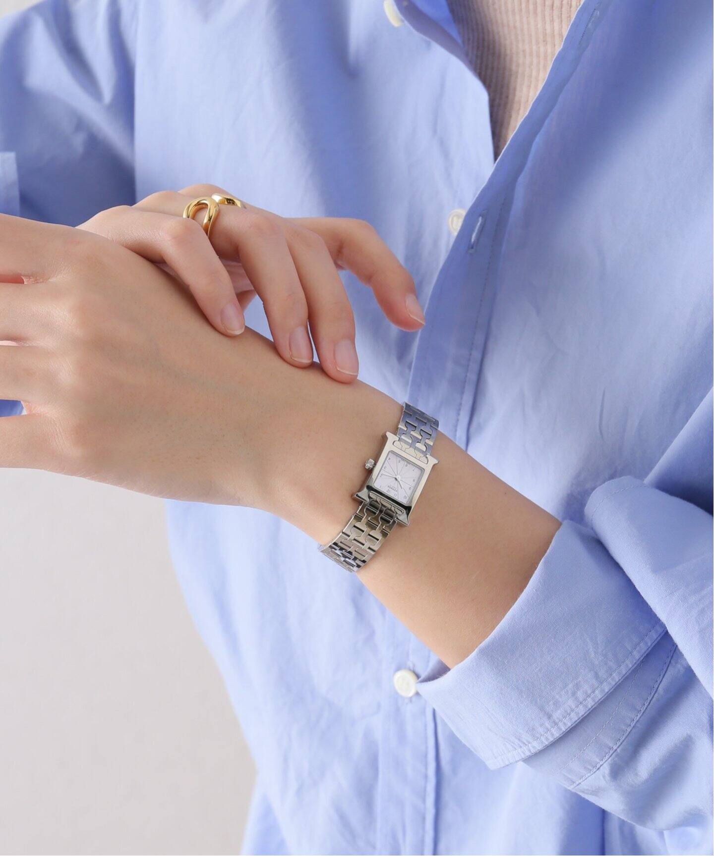 HERMES/エルメス】 mini H Watch ピンクシェルダイヤル【 ウォッチ  