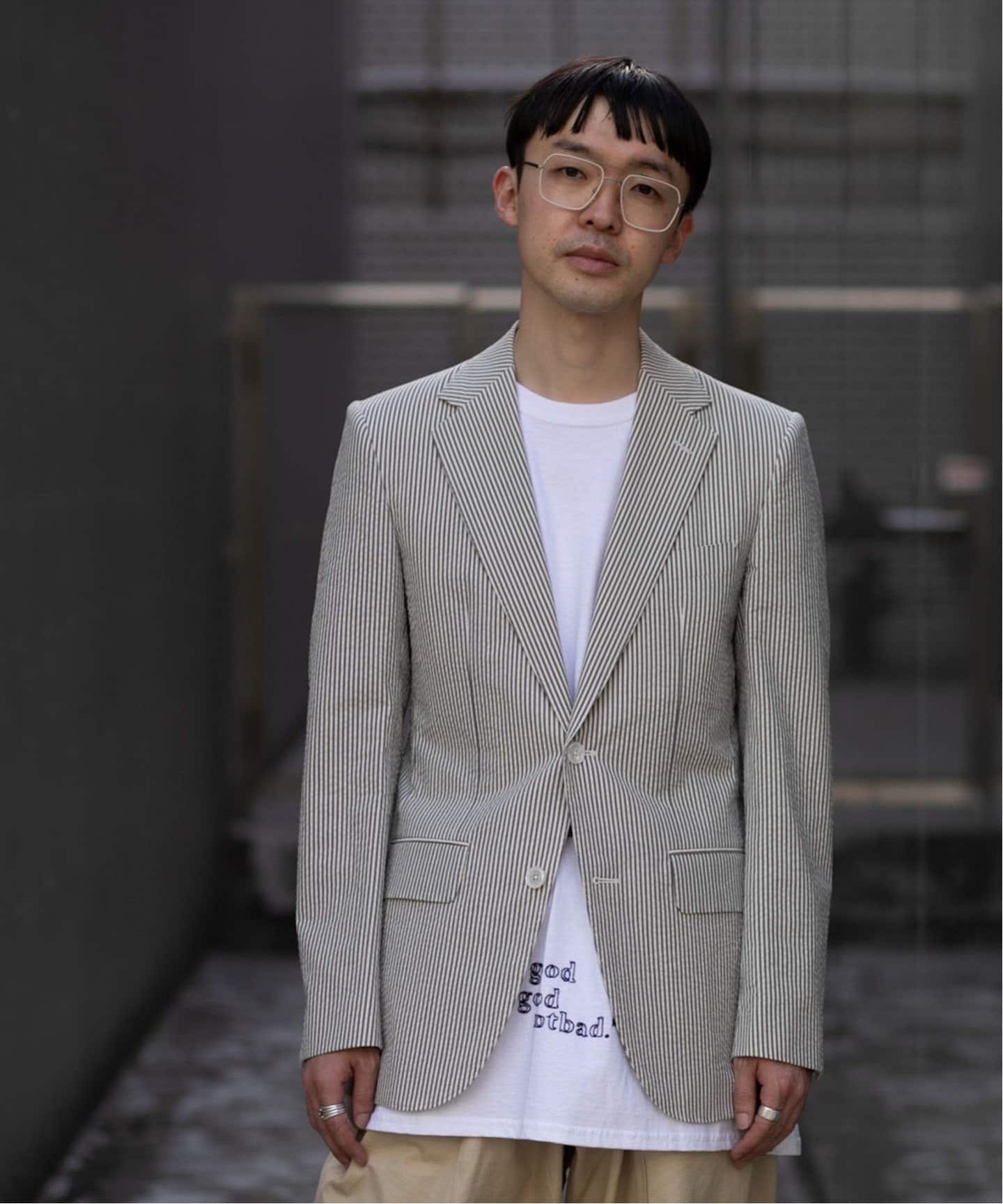 HUSBANDS/ハズバンズ】SEERSUCKER JACKET（テーラードジャケット）｜L