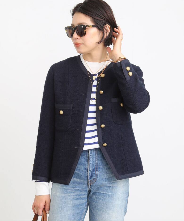 tweed Vネック ジャケット（その他ジャケット・スーツ）｜Deuxieme  