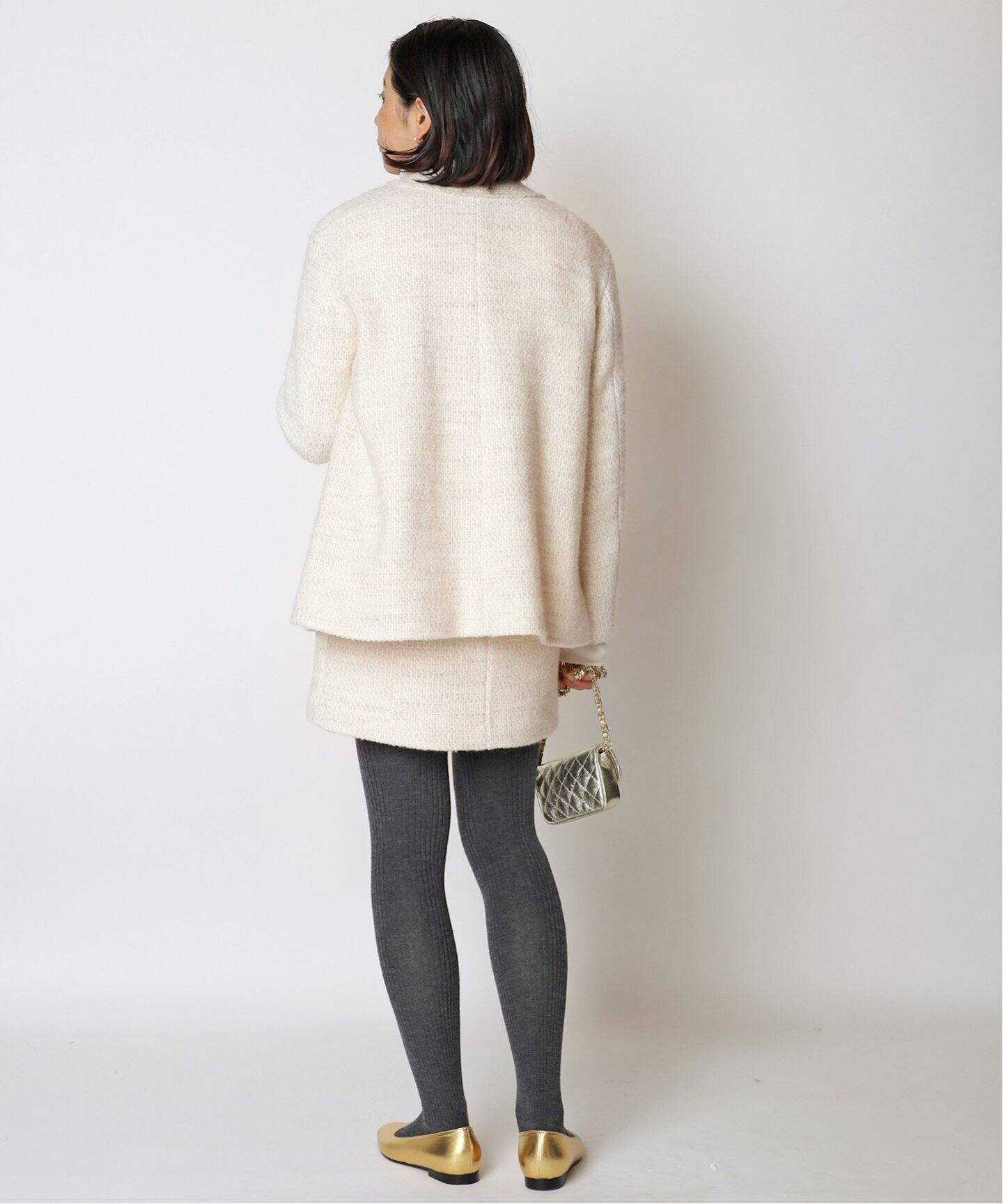 TWEED カーディガンジャケット WHT(DEU)（ノーカラージャケット 
