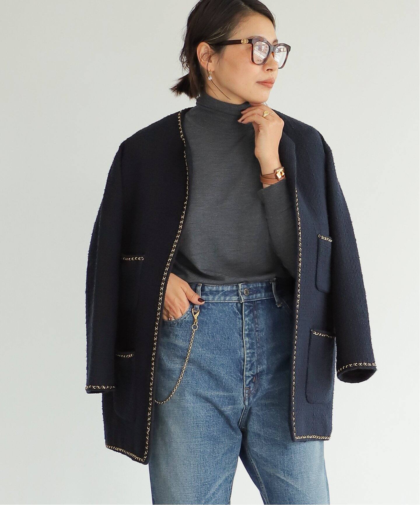 chain ツイード ジャケット（ノーカラージャケット）｜Deuxieme Classe  