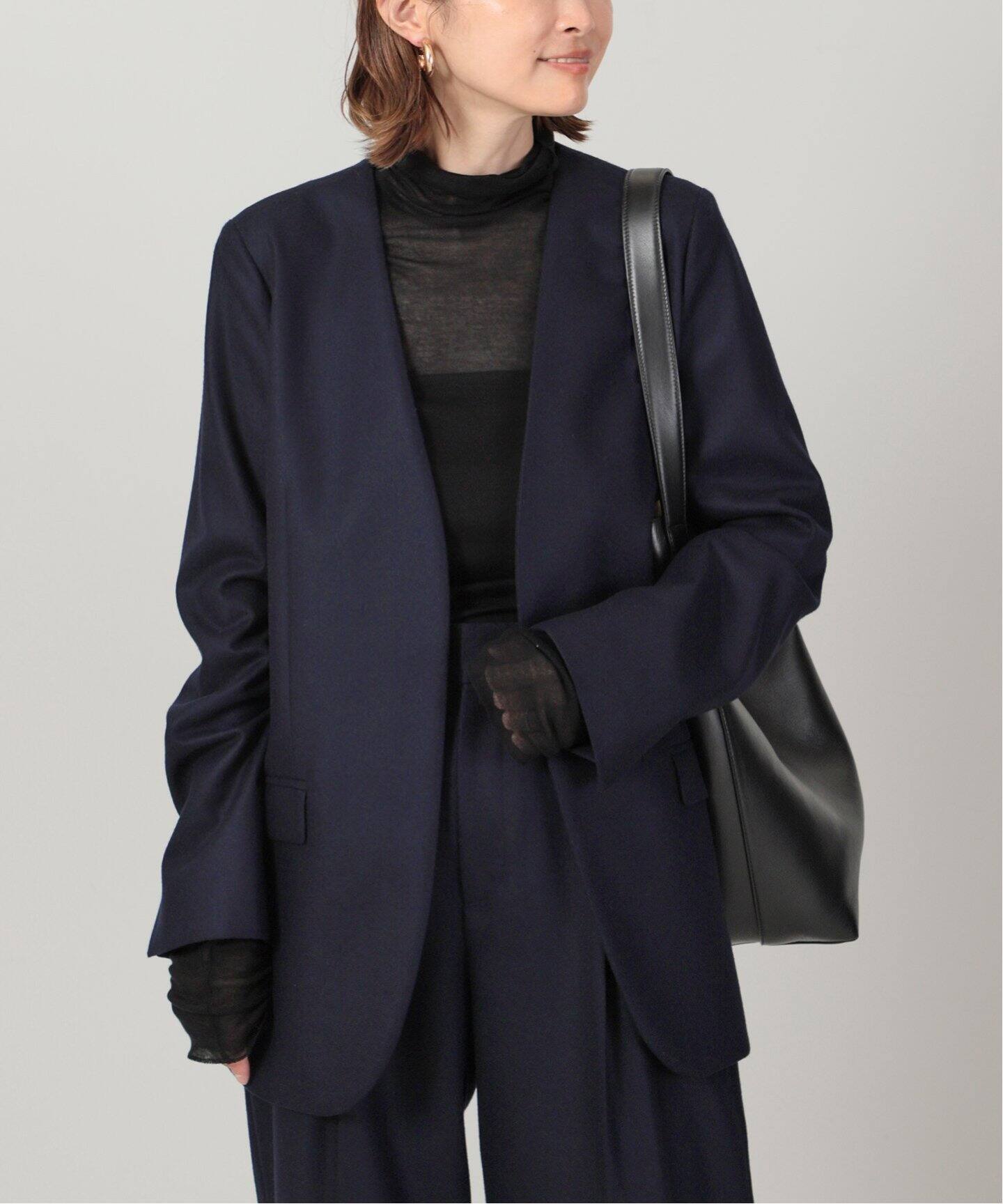 Collarless ブレザー(NAVY)（ノーカラージャケット）｜Deuxieme Classe 