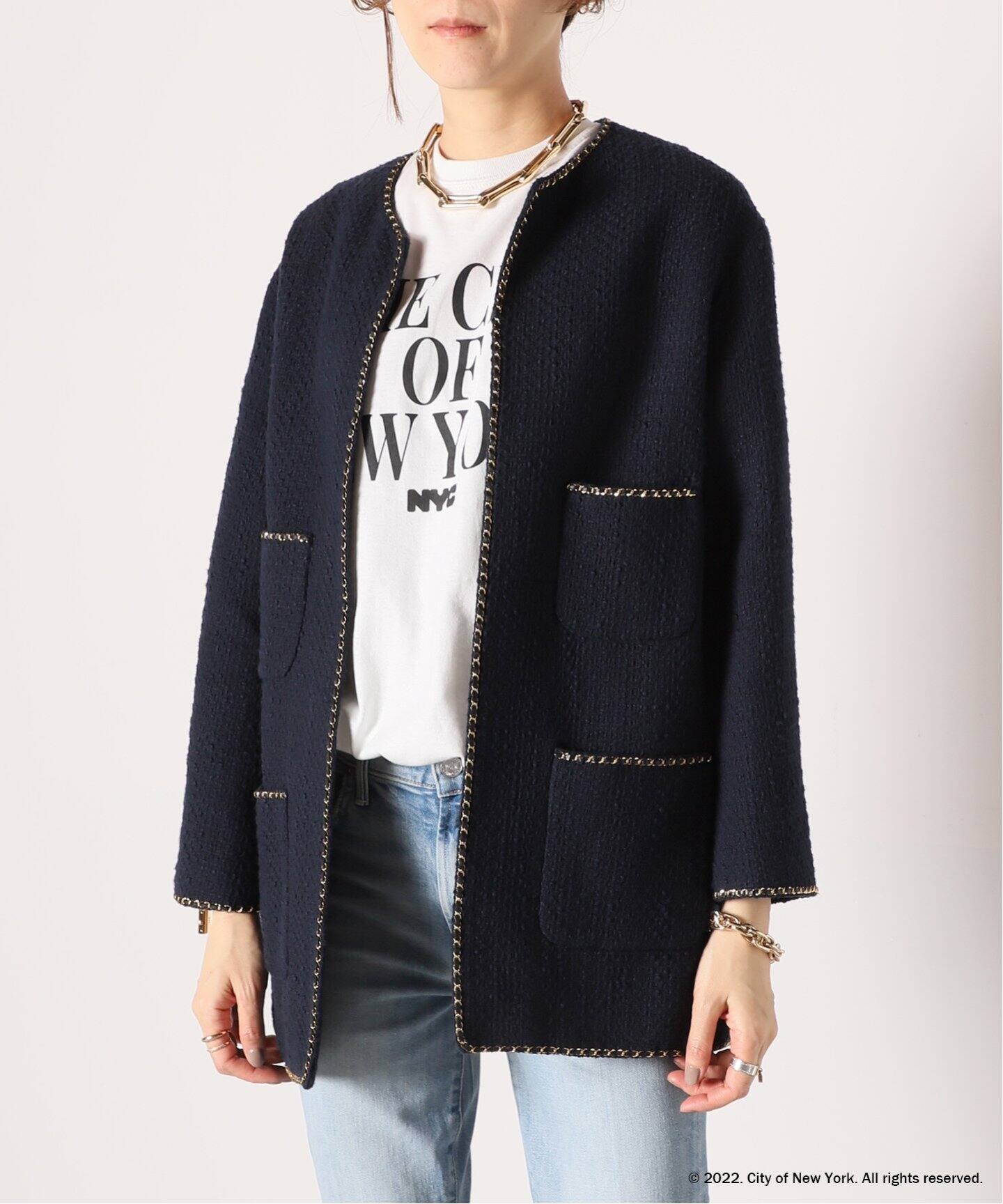 chain tweed ジャケット（ノーカラージャケット）｜MUSE de Deuxieme  