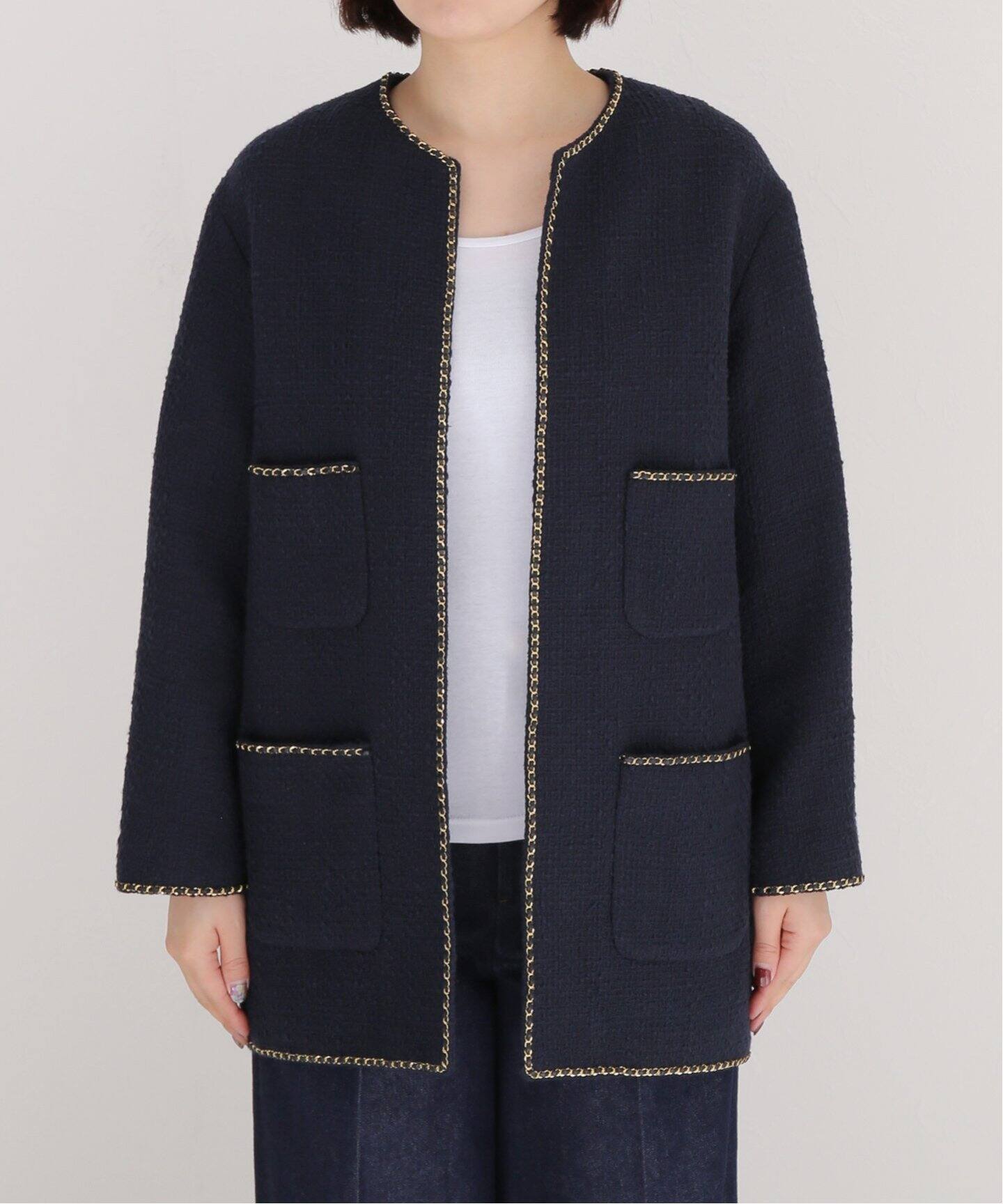 chain tweed ジャケット（ノーカラージャケット）｜MUSE de Deuxieme  