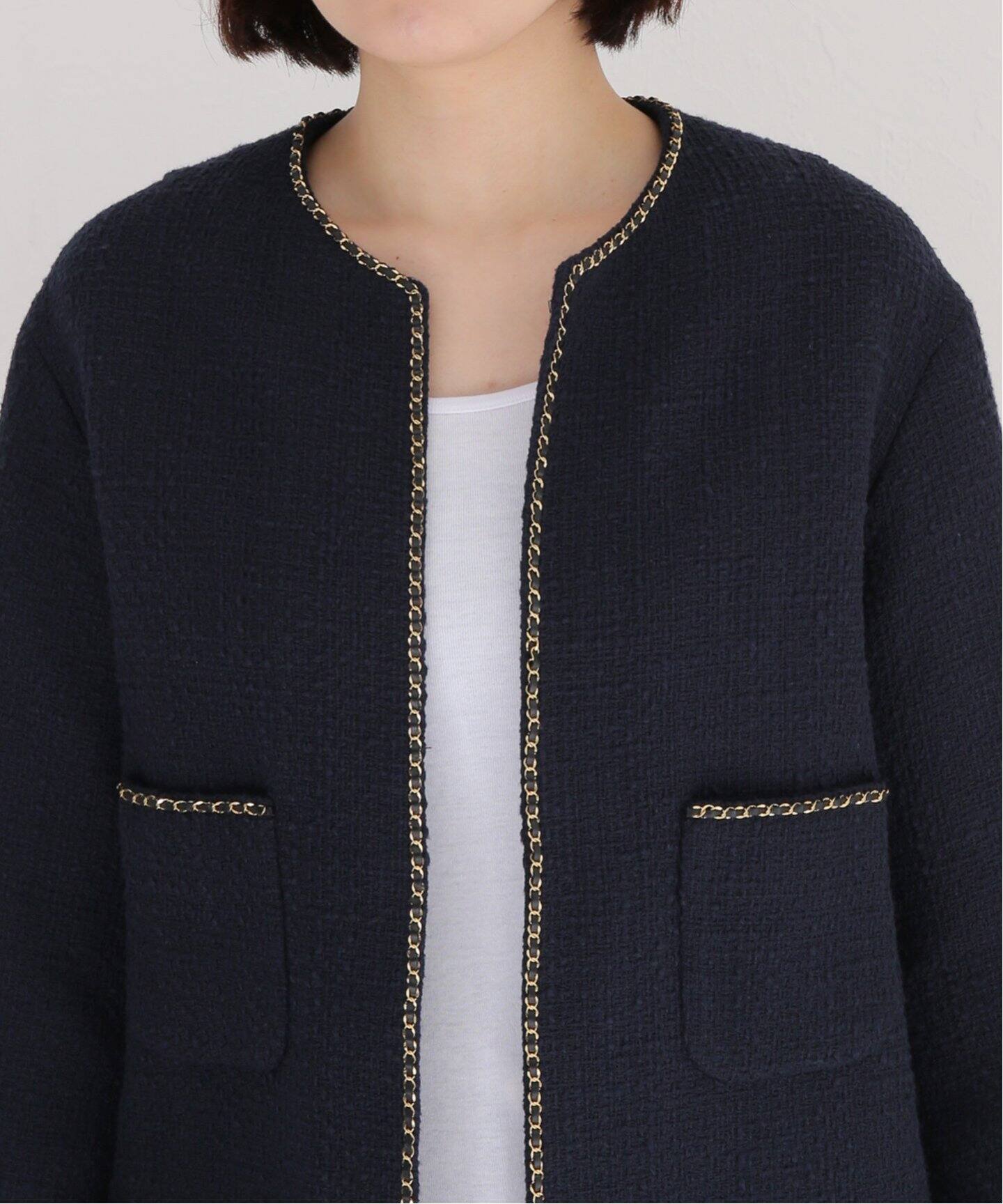 chain tweed ジャケット（ノーカラージャケット）｜MUSE de Deuxieme  