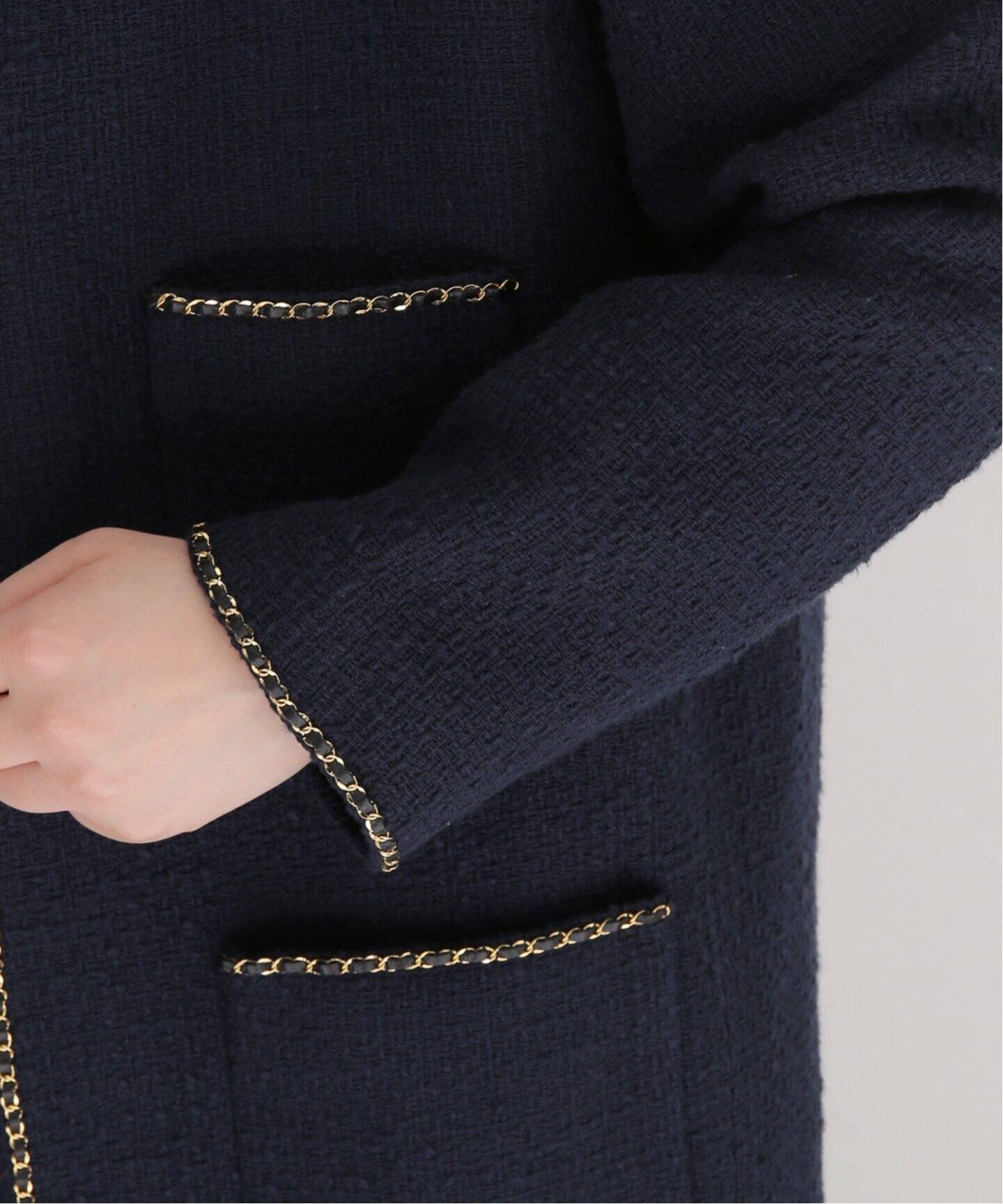 chain tweed ジャケット（ノーカラージャケット）｜MUSE de Deuxieme 