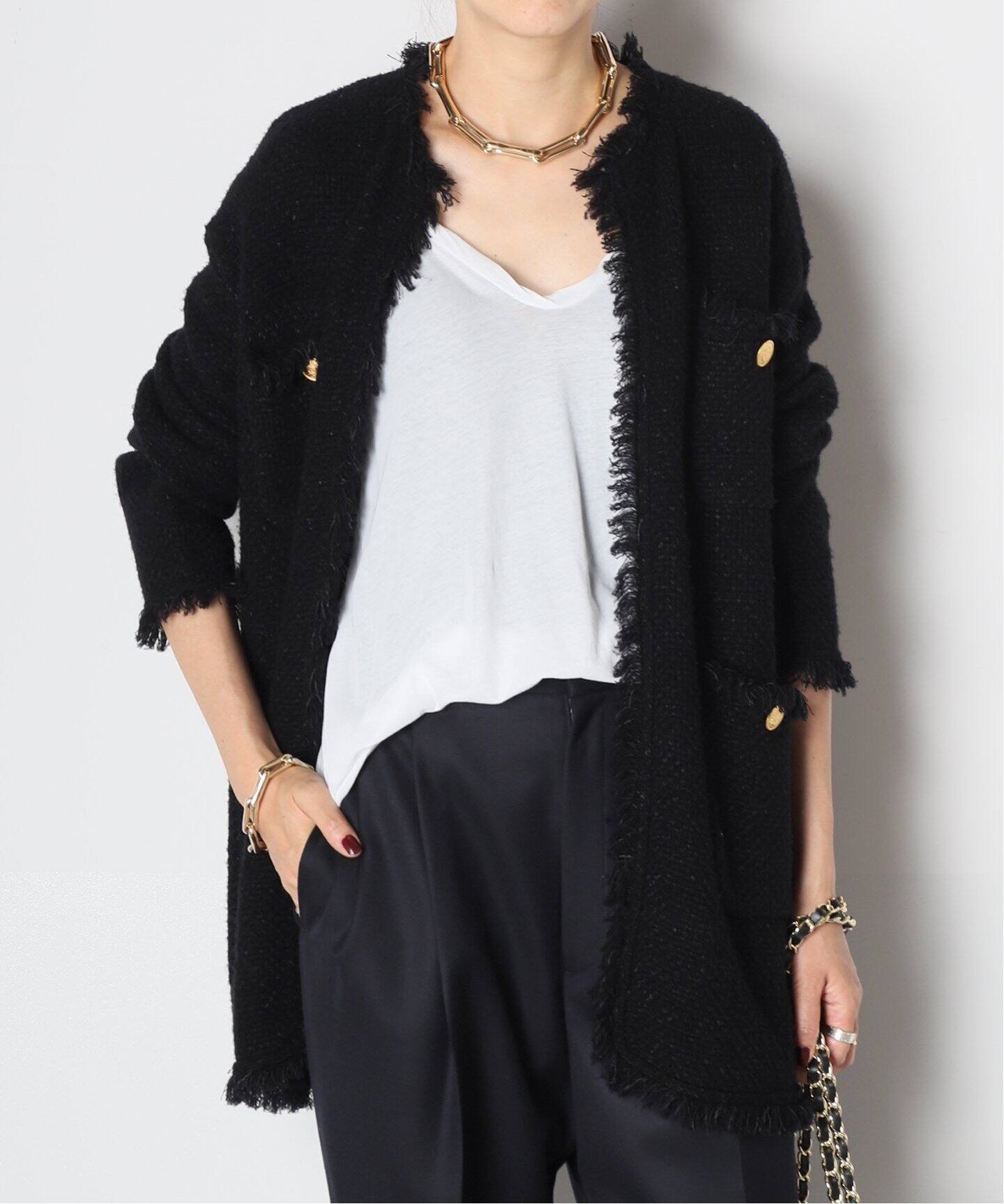 ADAWAS/アダワス】 KNIT TWEED ジャケット（ノーカラージャケット  