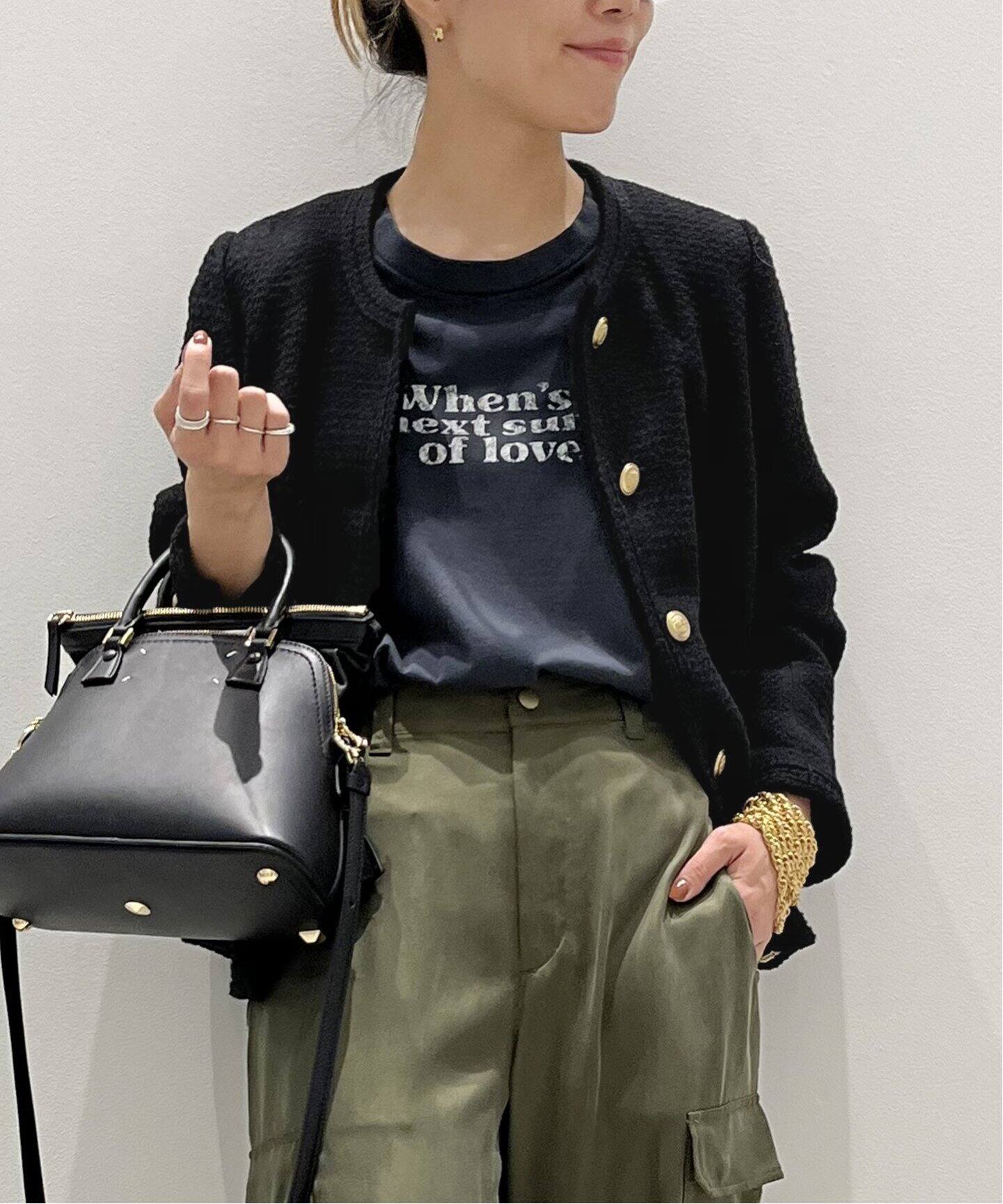 Tweed Jacket(Black)（ノーカラージャケット）｜L