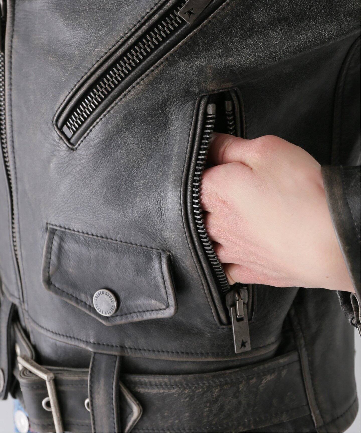 GOLDEN GOOSE/ゴールデングース】CHIODO LEATHER JACKET（レザー 