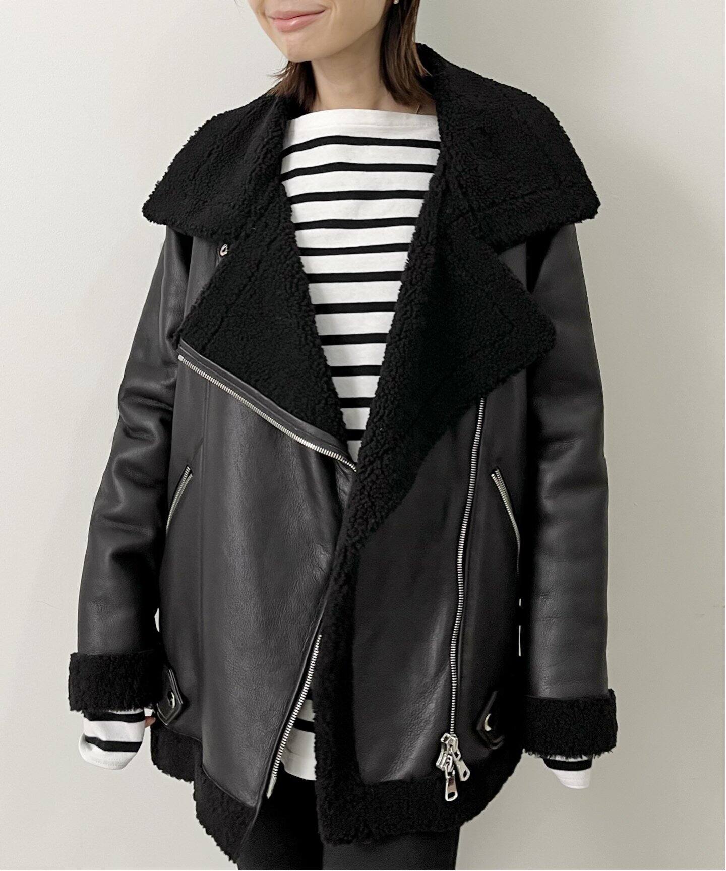 FORTE DEI MARMI】Mouton Riders Jacket（レザージャケット）｜L 