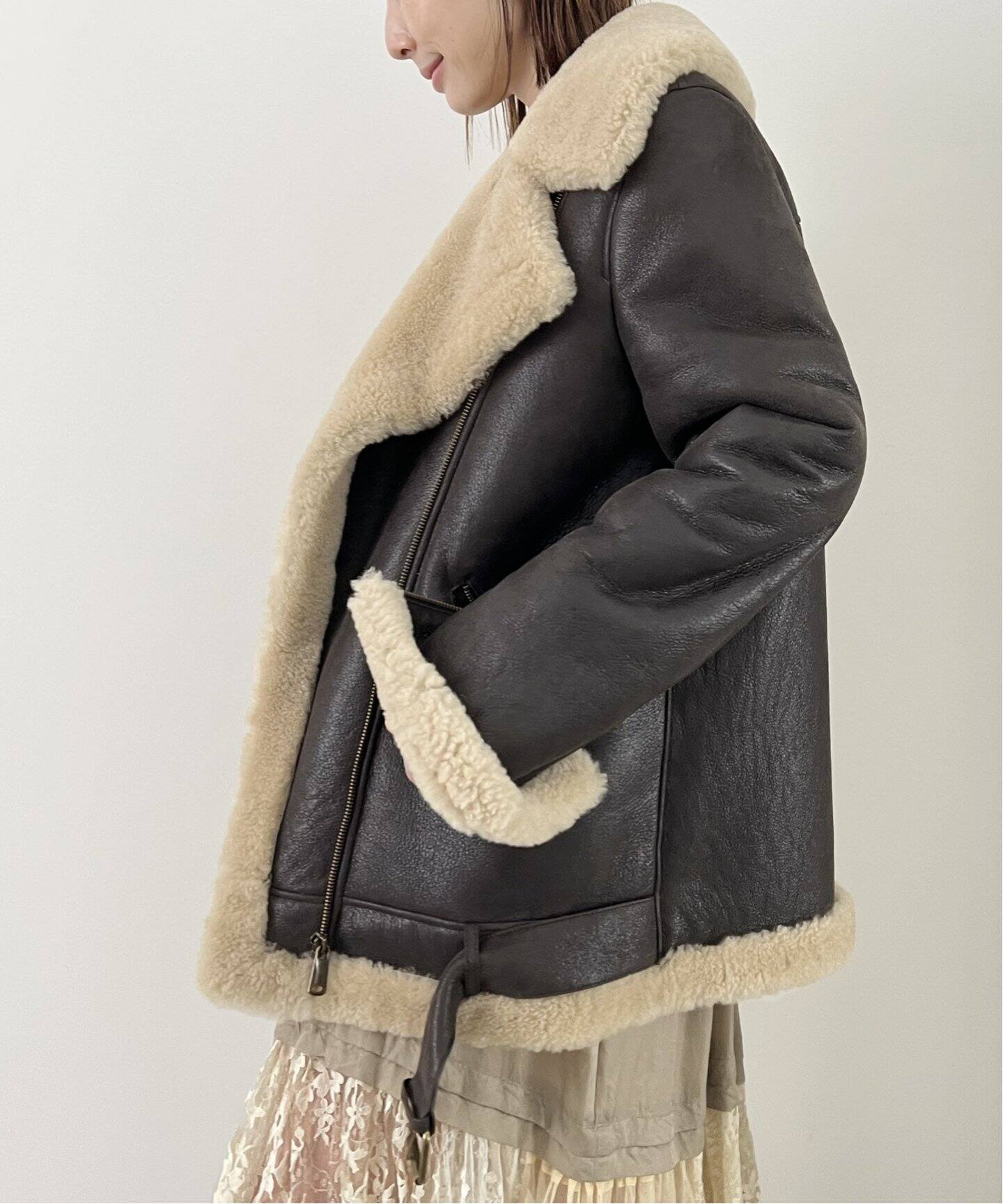 FORTE DEI MARMI】Mouton Riders Jacket（レザージャケット）｜L 