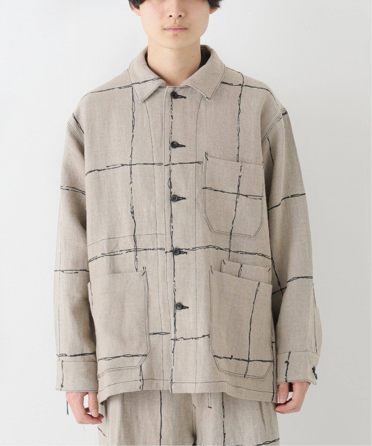ANCELLM / アンセルム】DRAWING CHECK LINEN COVERALL（カバーオール 