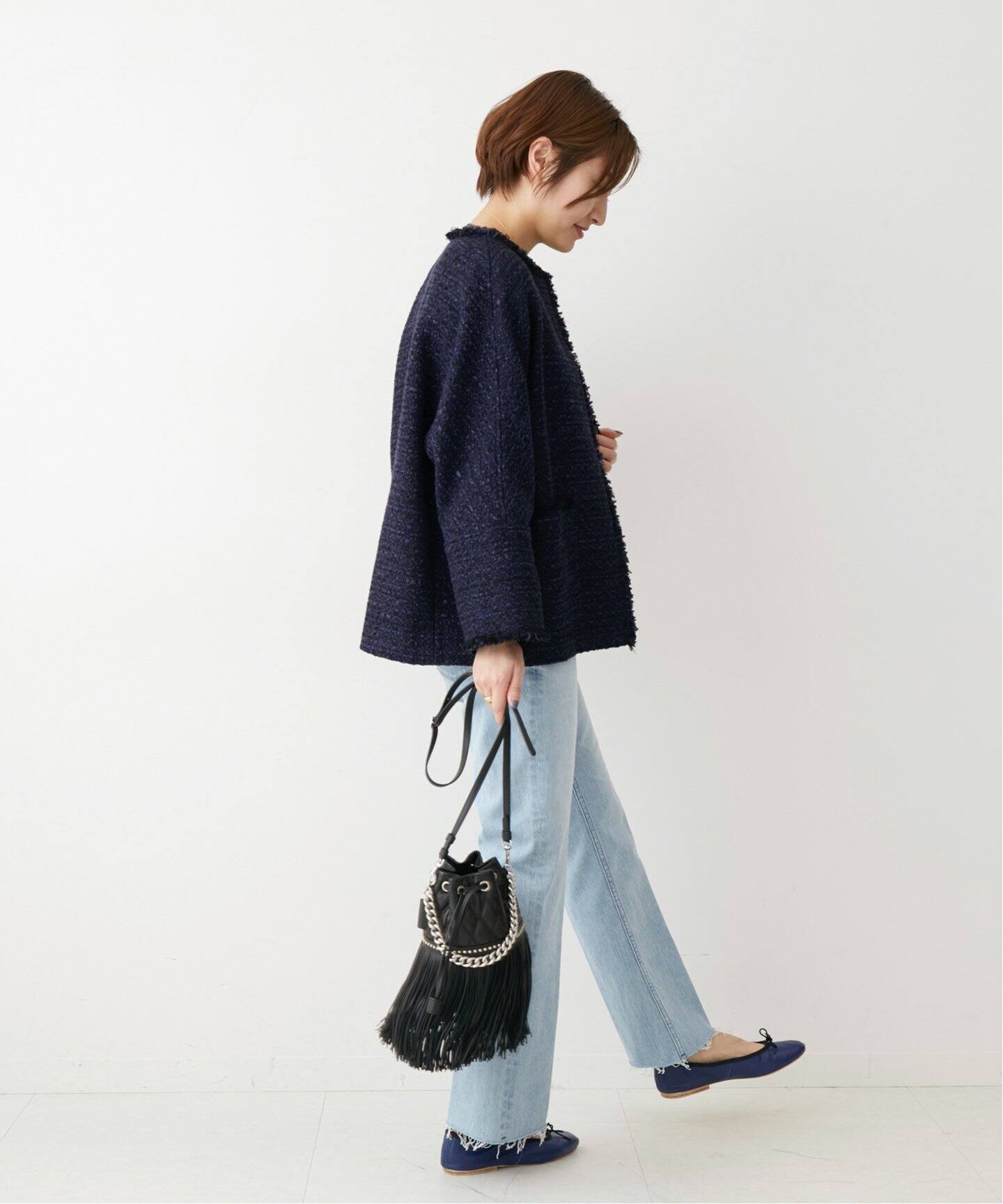 ＆NAVY ツィードジャケット◇（ノーカラージャケット）｜IENA（イエナ 