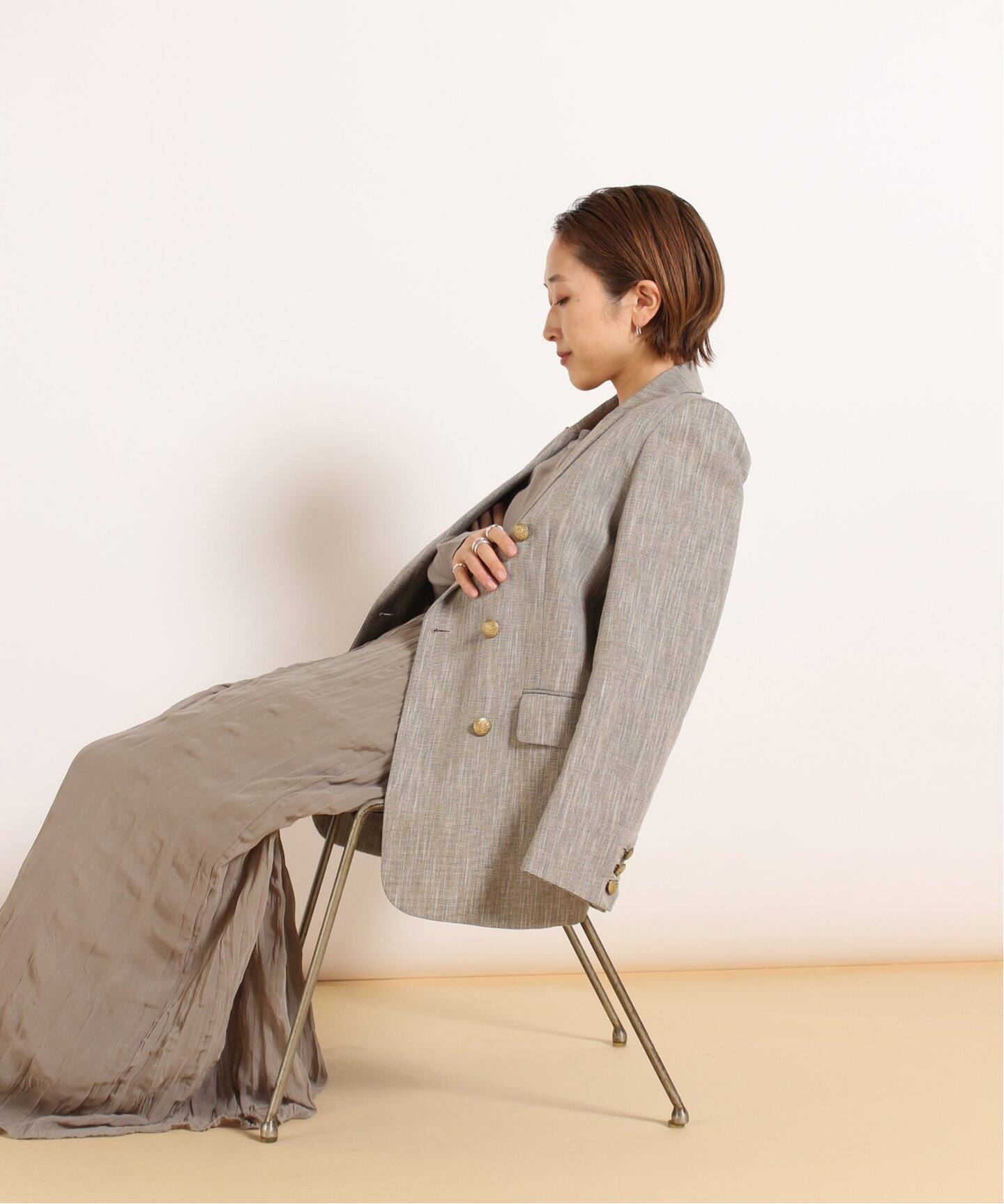 maison コットンリネンドビージャケット◇（テーラードジャケット 