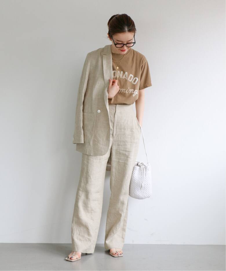 IENA maison コットンリネンドビージャケット◇