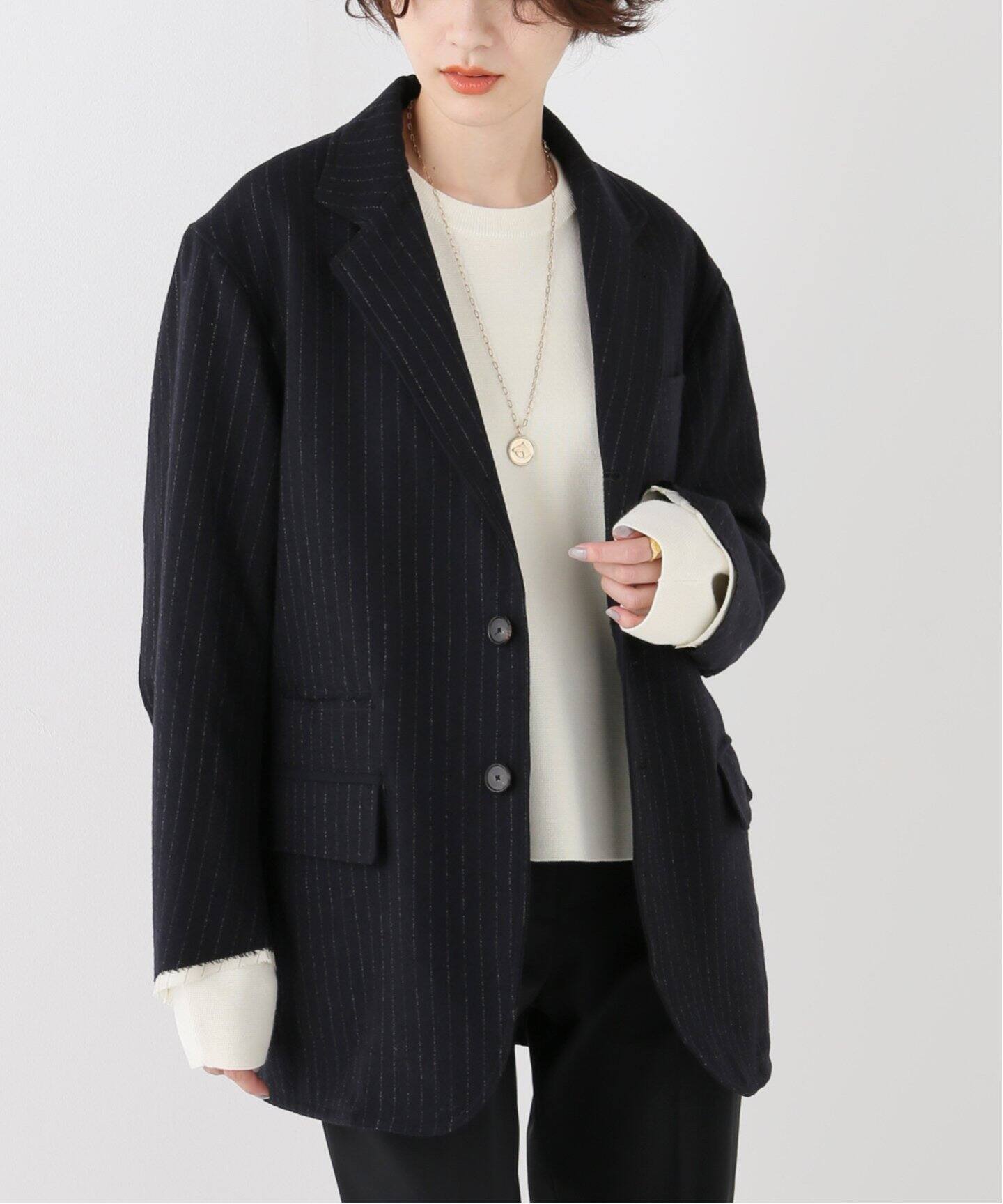 JANE SMITH/ジェーンスミス】WASHED WOOL STRIPE JACKET（テーラード  