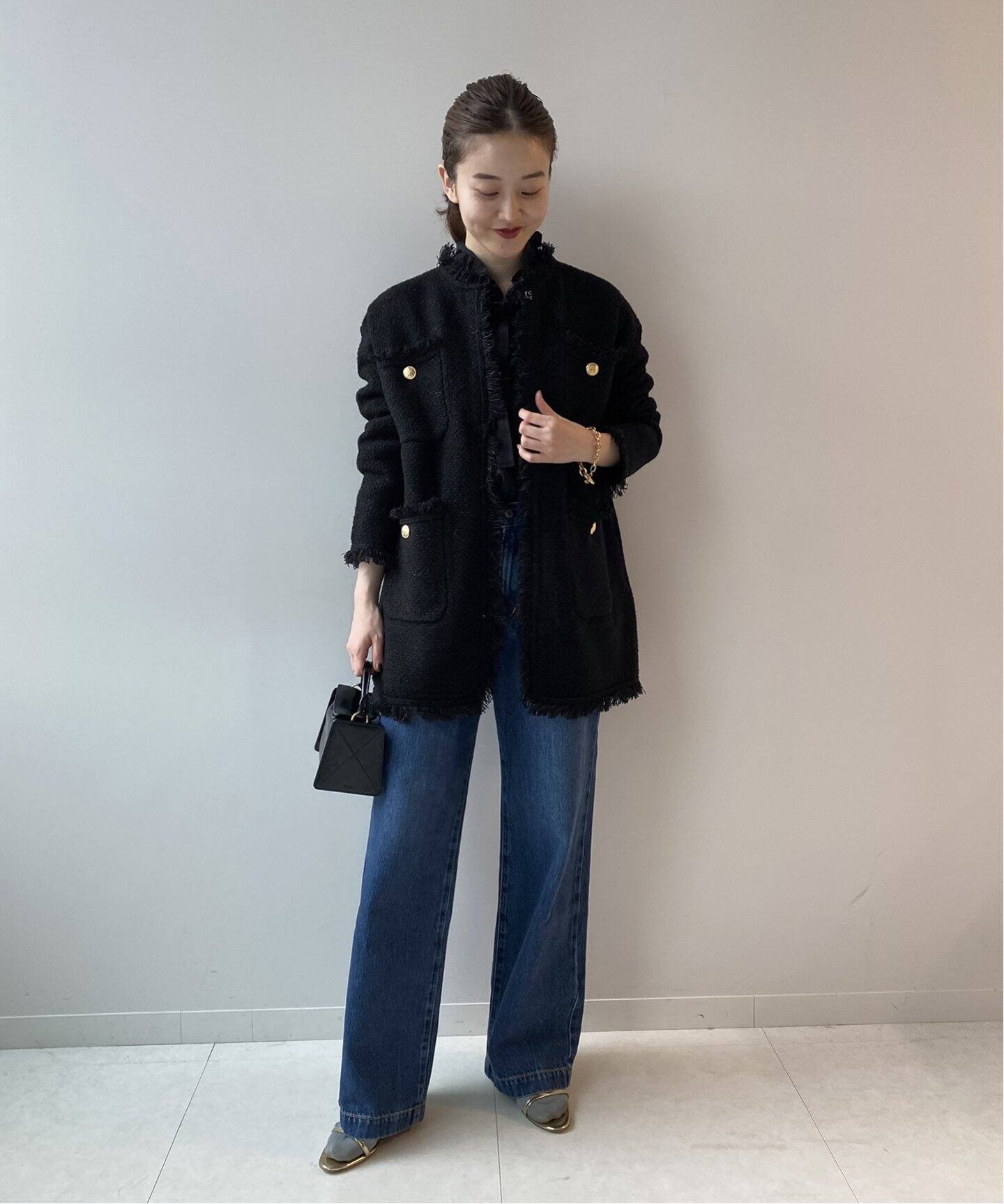 ADAWAS/アダワス】ニット ツイード 4ポケット ジャケット（ノーカラー  