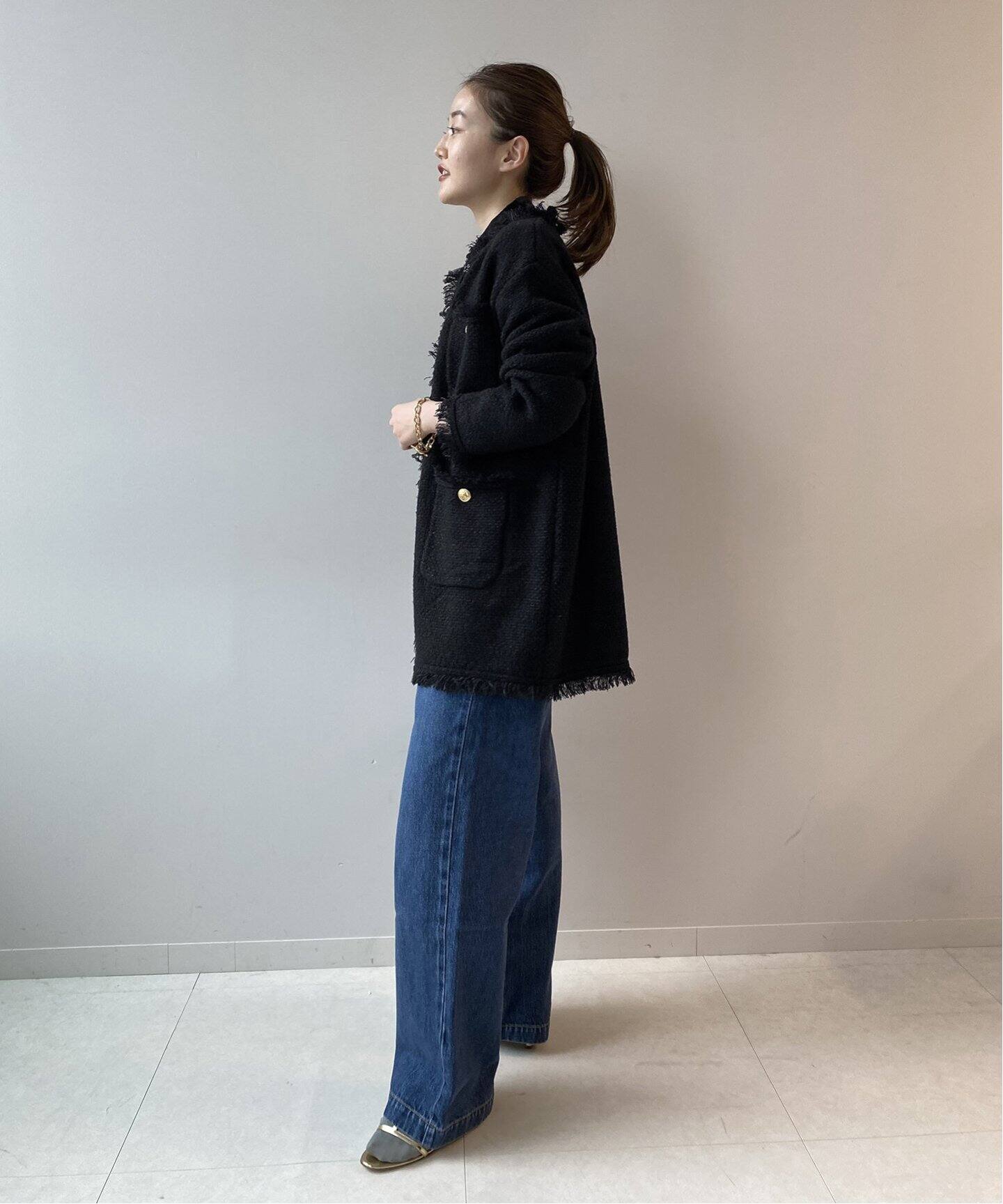 ADAWAS/アダワス】ニット ツイード 4ポケット ジャケット（ノーカラー  