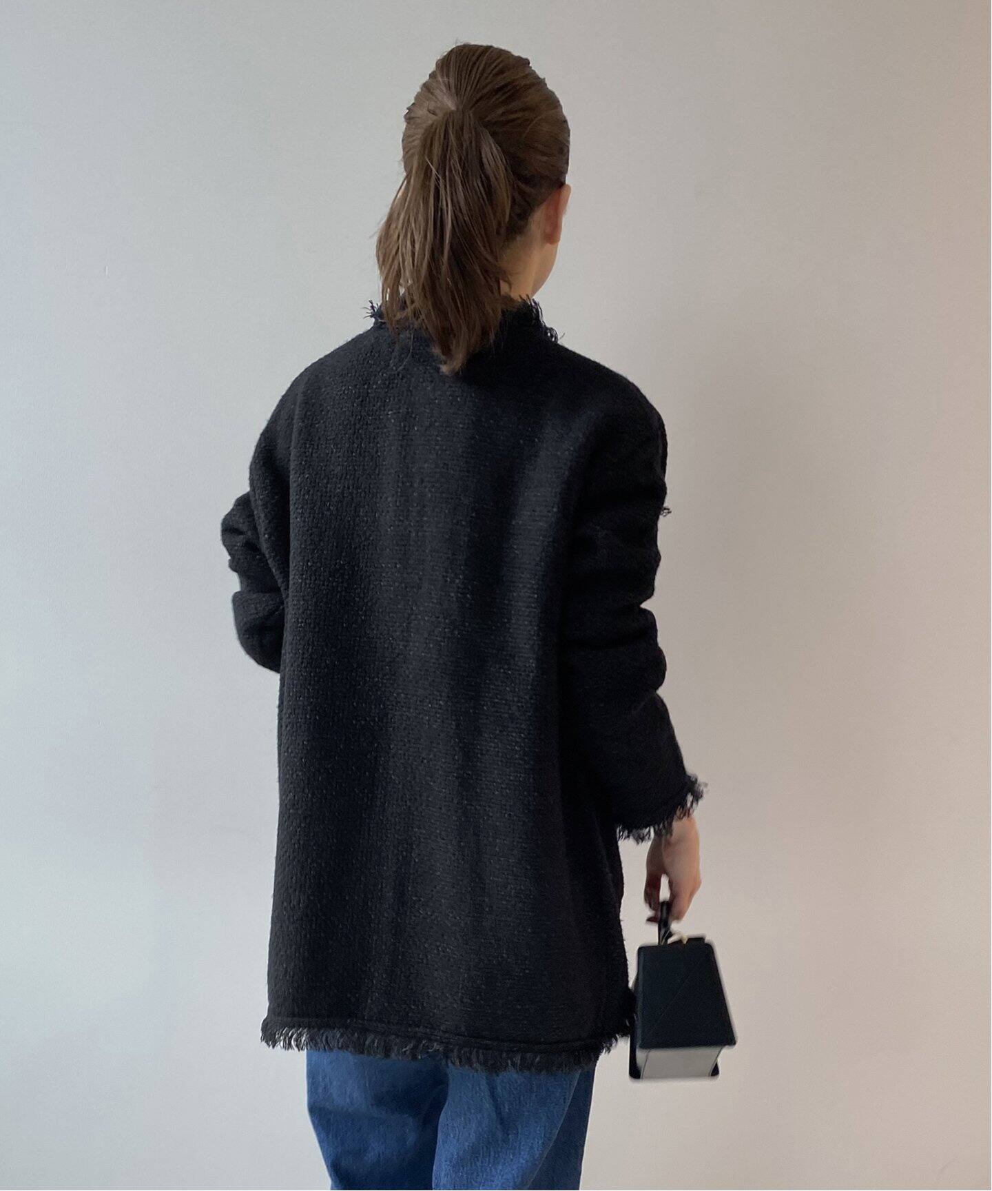 ADAWAS/アダワス】ニット ツイード 4ポケット ジャケット（ノーカラー  