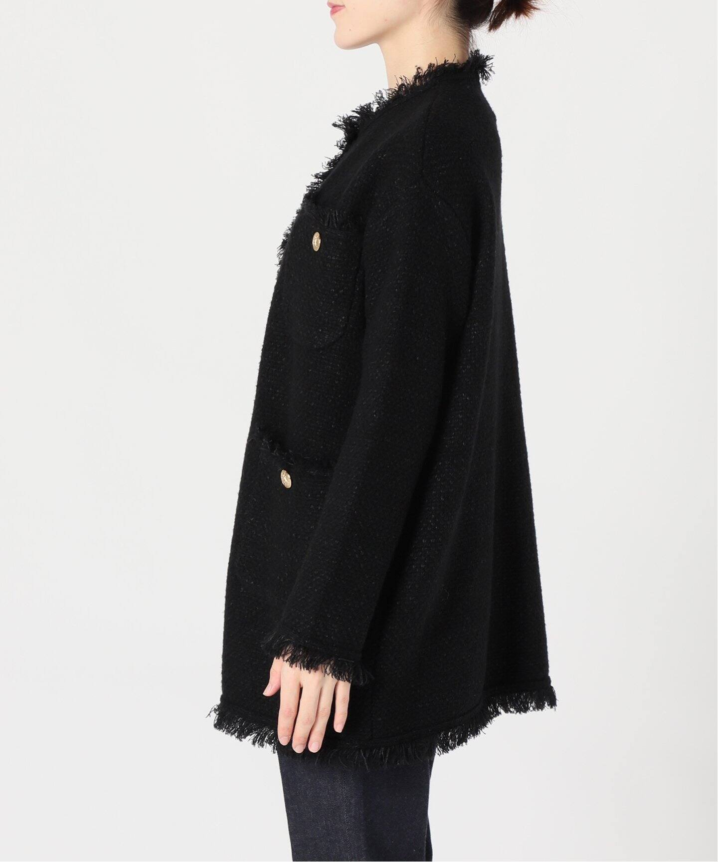 ADAWAS/アダワス】ニット ツイード 4ポケット ジャケット（ノーカラー  