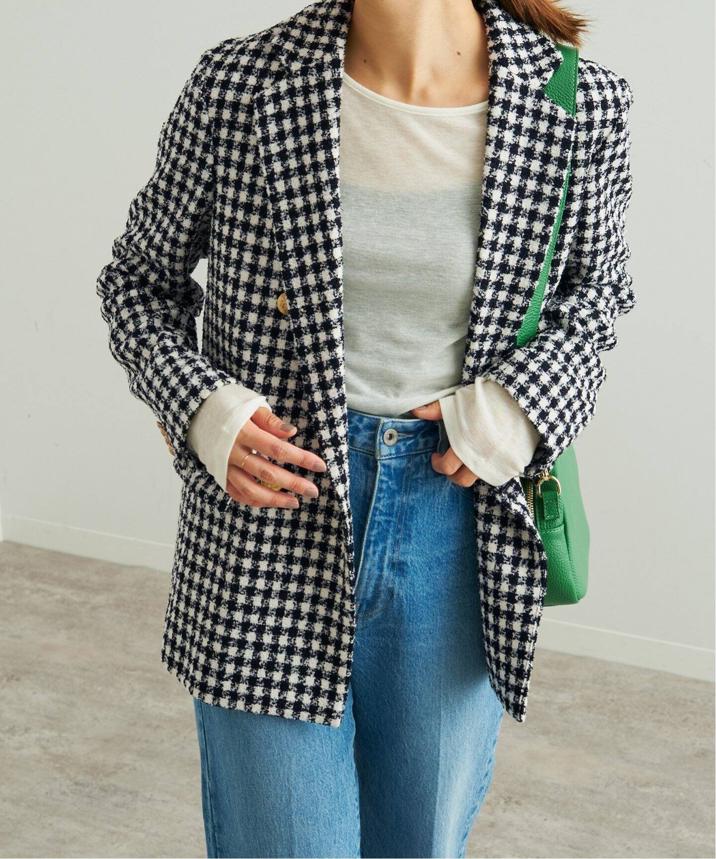 ギンガムチェック金ボタンジャケット（テーラードジャケット）｜SLOBE  