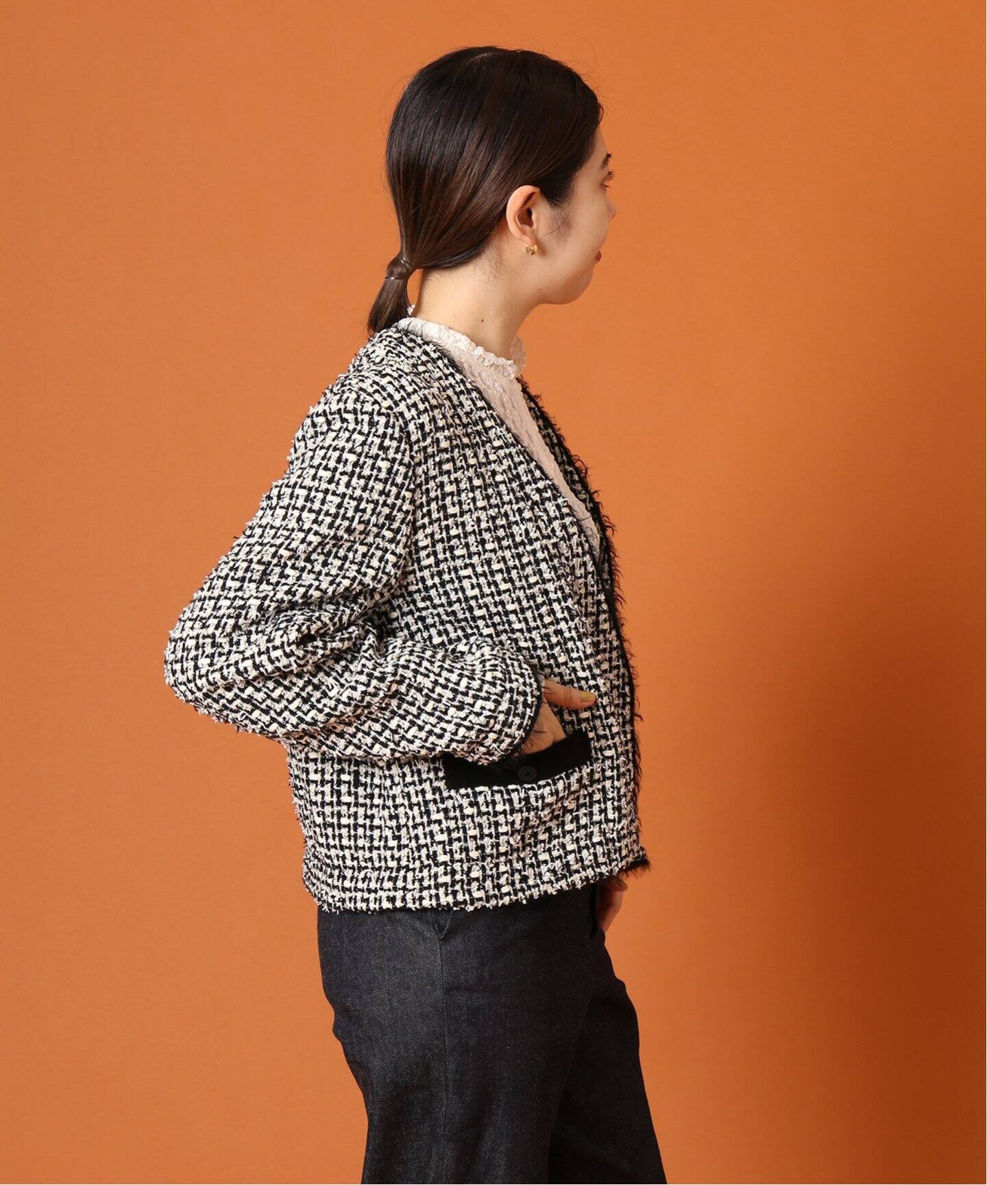 IENA LA BOUCLE LINTON ショートジャケット（ノーカラージャケット 