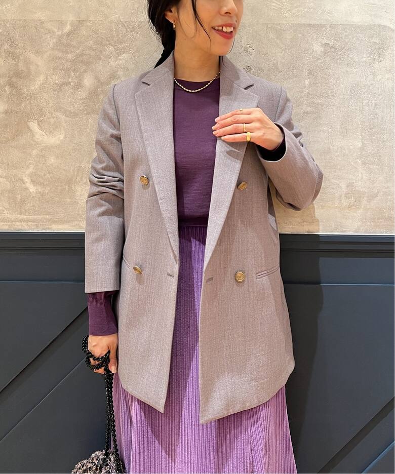 IENA LA BOUCLE ウールマットシャンブレ 2Bジャケット（テーラード 