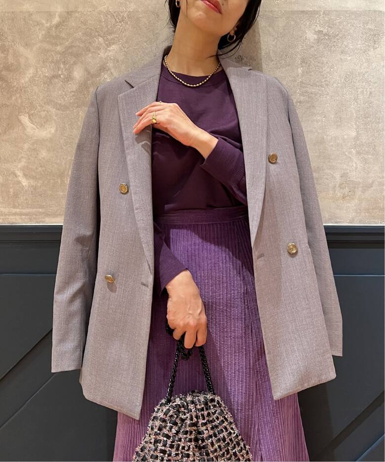 IENA LA BOUCLE ウールマットシャンブレ 2Bジャケット（テーラード 