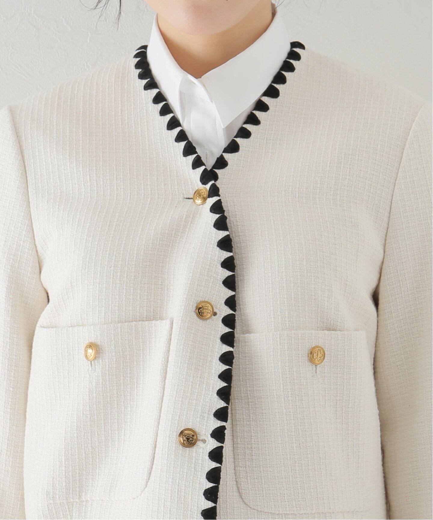 GIRL】ツィード刺繍ジャケット◇（ノーカラージャケット）｜Plage 