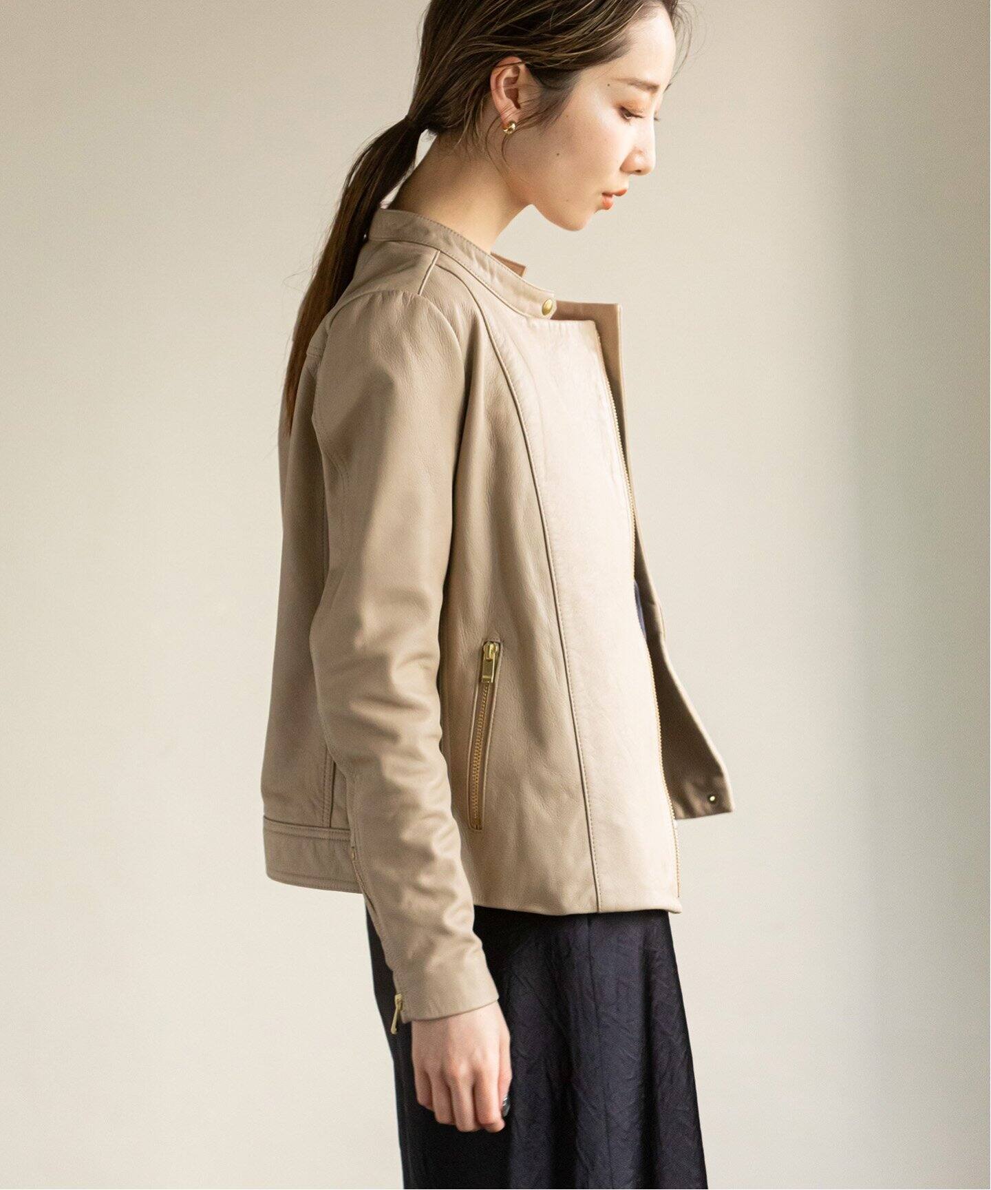 追加6》ソフトラムレザーライダースブルゾン（レザージャケット  