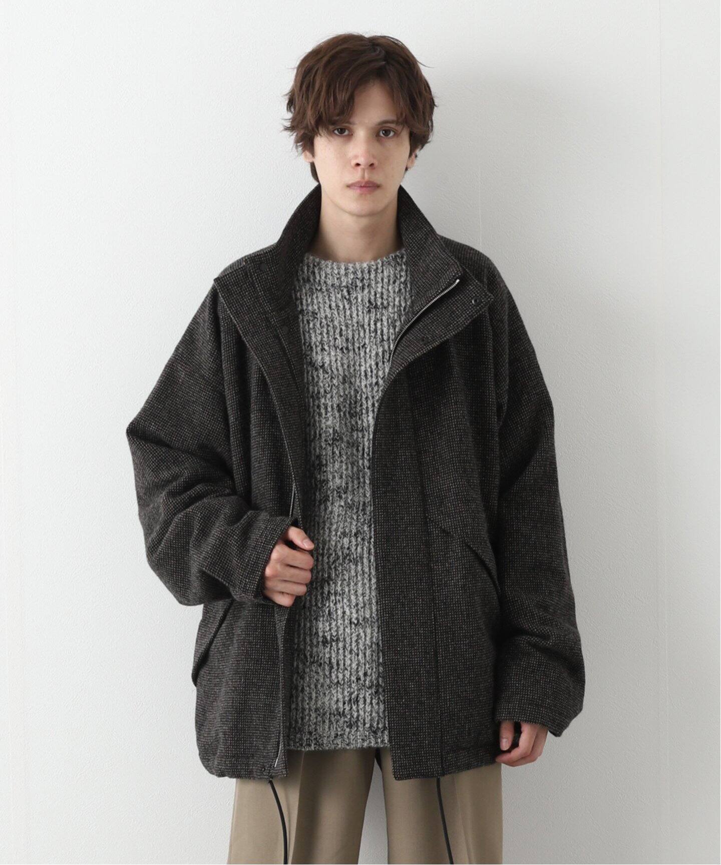 AURALEE / オーラリー】 WOOL HAIRLINE LIGHT TWEED ZIP BL（その他  