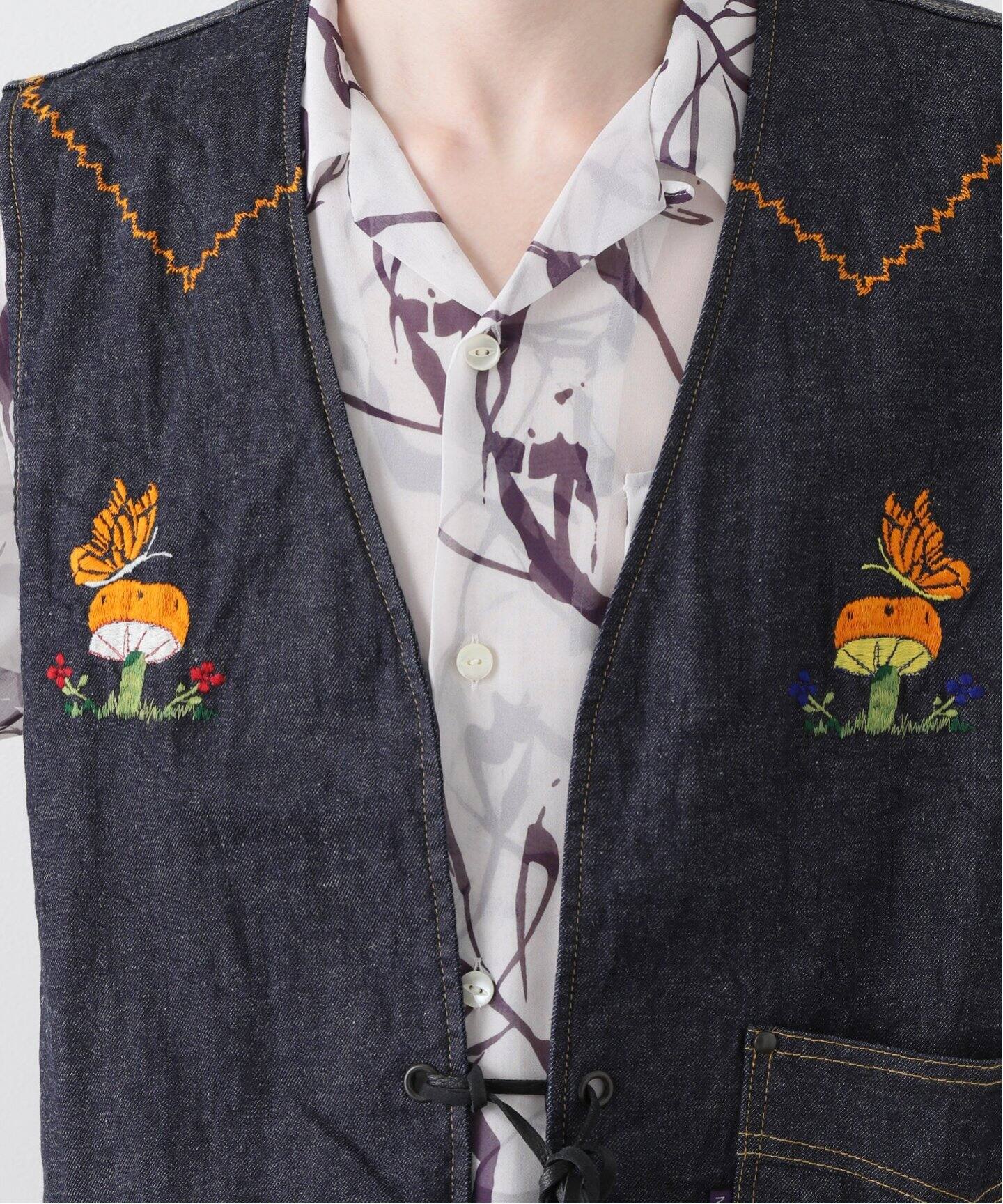 NEEDLES / ニードルズ】10.5OZ C/L/PU DENIM PM EMB.VEST（デニム 