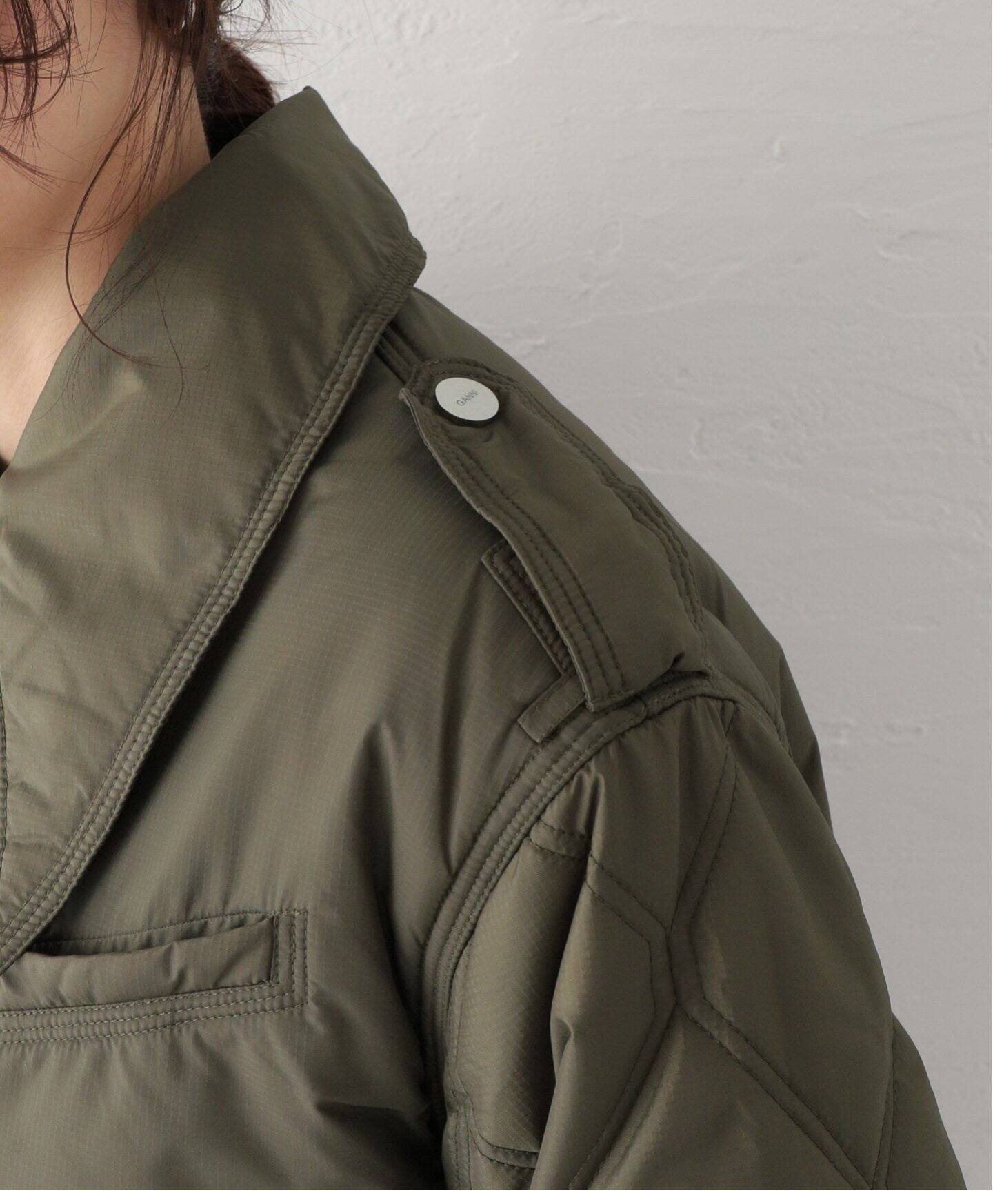 GANNI / ガニー】Recycled Ripstop Quilt Midi Jacket：ブルゾン（中綿  